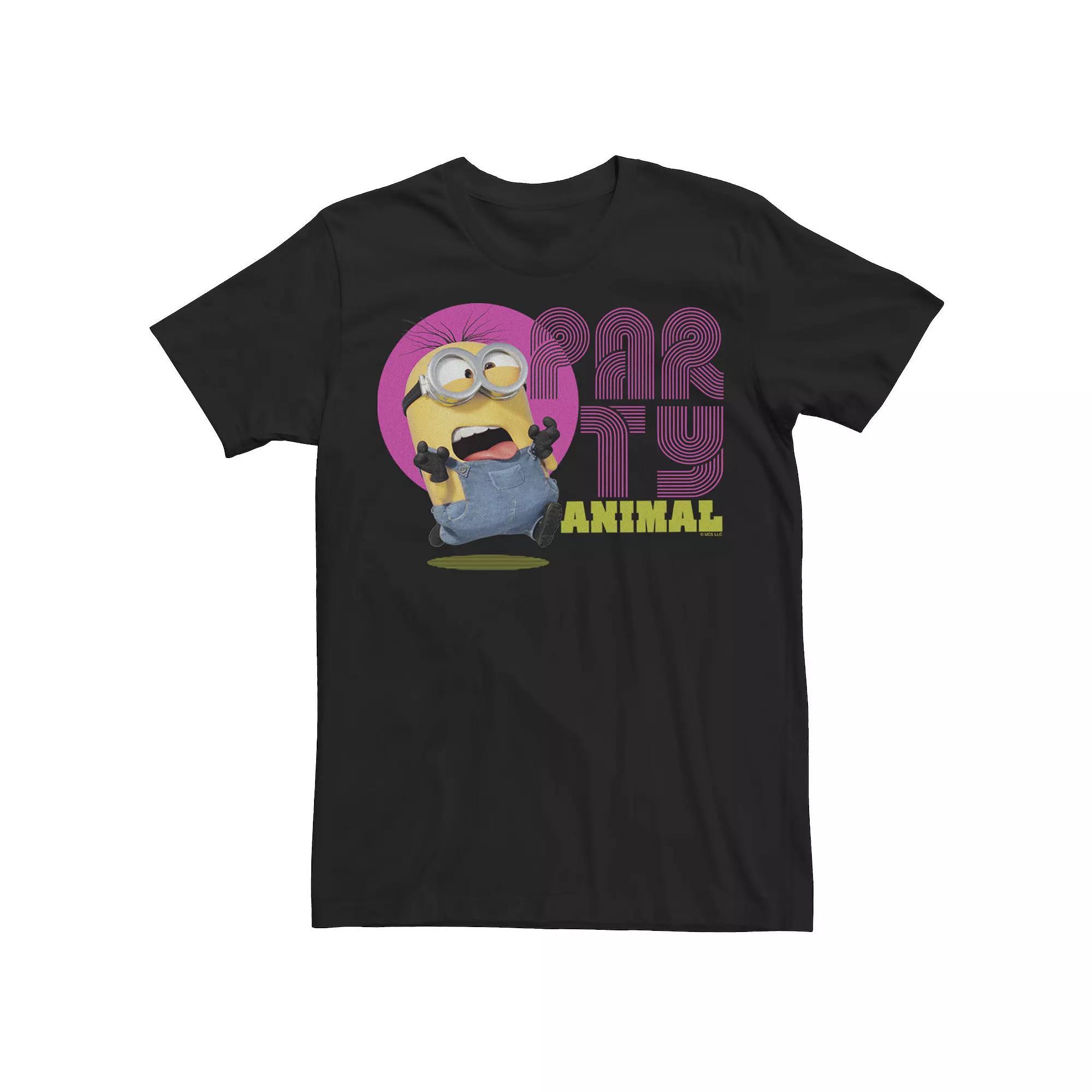Men's Minions 2 Party Animal Crazy Minion Portrait Tee, Size: XXL, Black Product Image