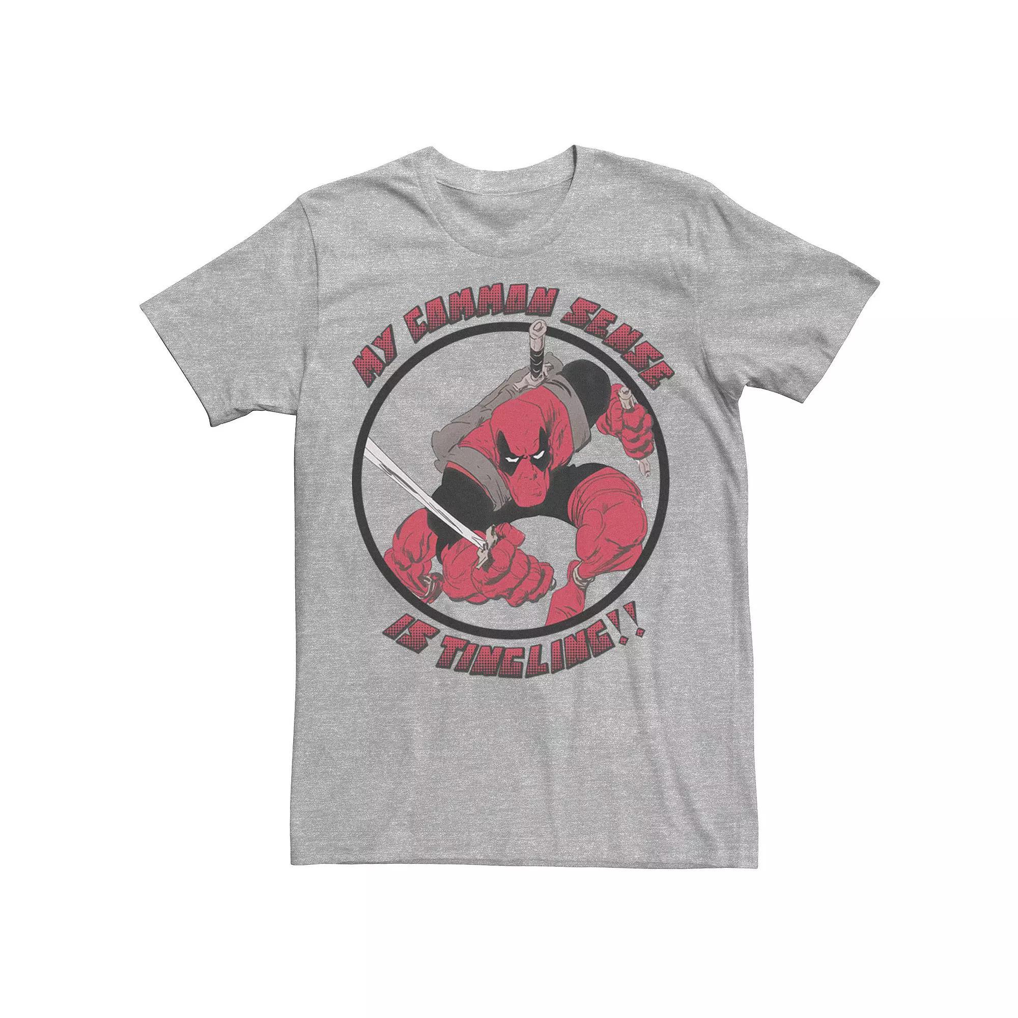 Men's Marvel Deadpool My Common Sense is Tingling Tee, Size: Large, Athletic Grey Product Image