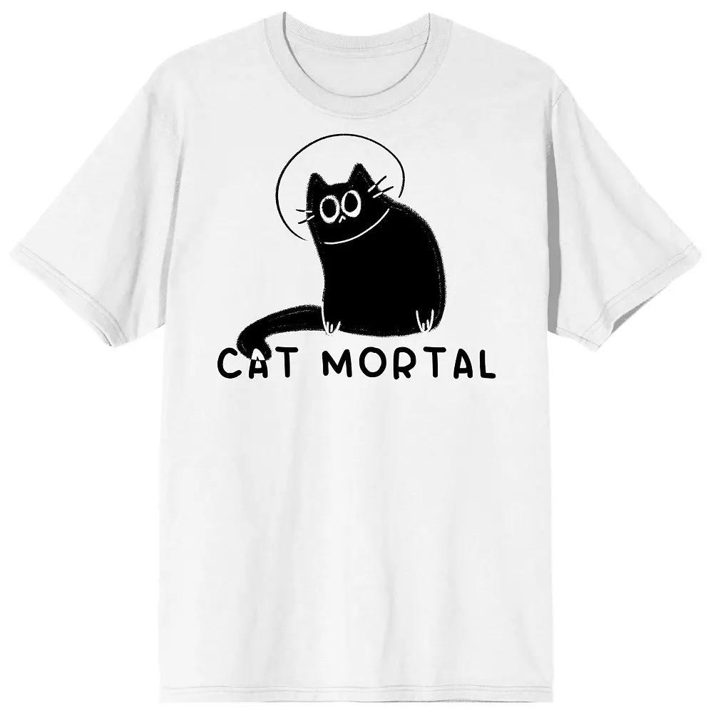 Men's Derpy Kitty Black Cat Mortal Tee, Size: XL, White Product Image