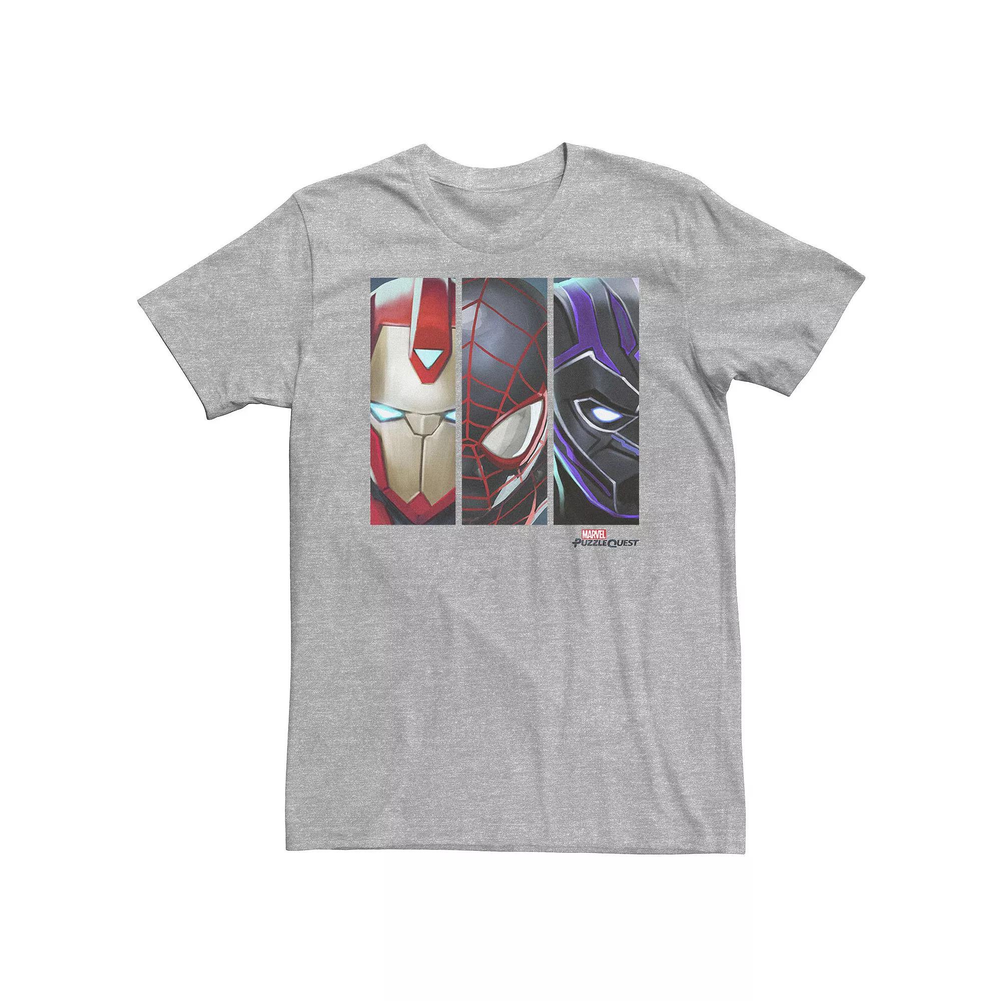 Big & Tall Marvel Puzzle Quest Close-Up Heroes Trio Tee, Men's, Size: 3XL Tall, Athletic Grey Product Image