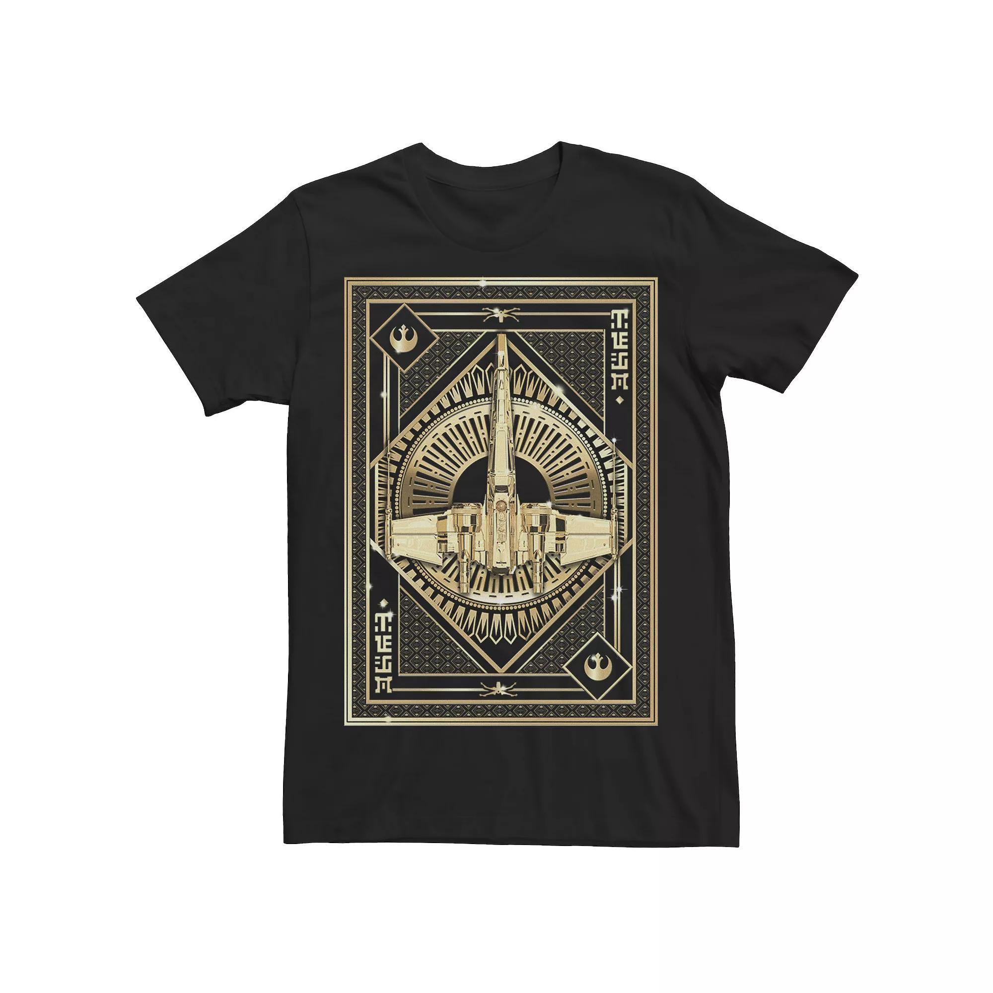 Men's Star Wars Last Jedi Gold Platinum X-Wing Pattern Tee, Size: 3XL, Blue Product Image