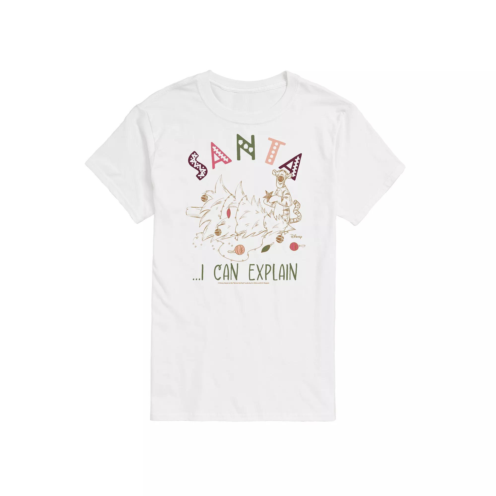 Disney's Winnie The Pooh Men's Santa I Can Explain Graphic Tee, Size: Small, White Product Image