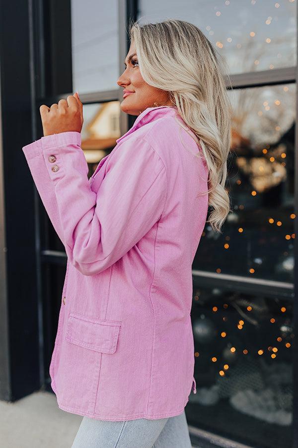 Back To You Denim Blazer In Pink Product Image
