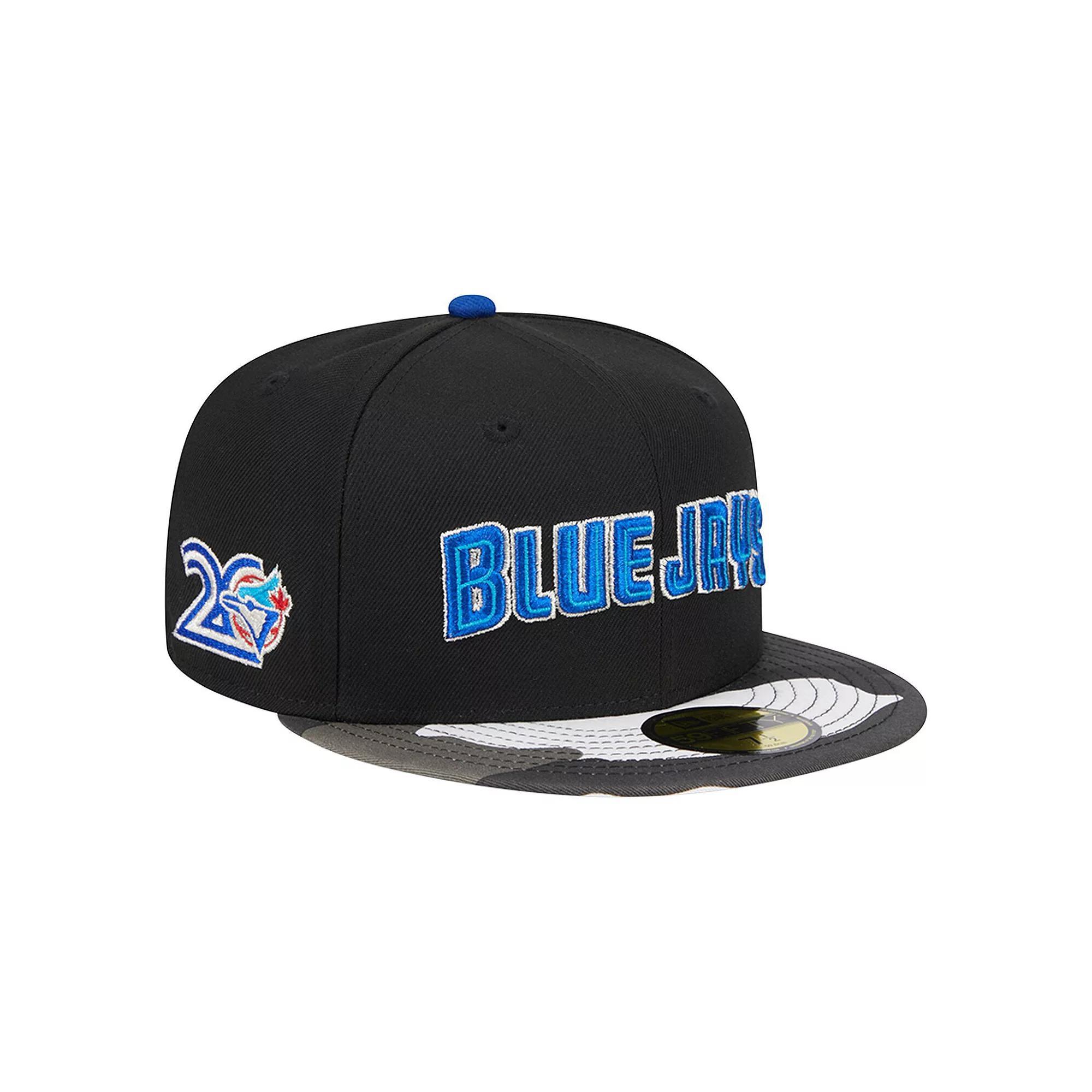 Men's New Era Black Toronto Blue Jays Metallic Camo 59FIFTY Fitted Hat, Size: 7 3/8, Jay Black Product Image