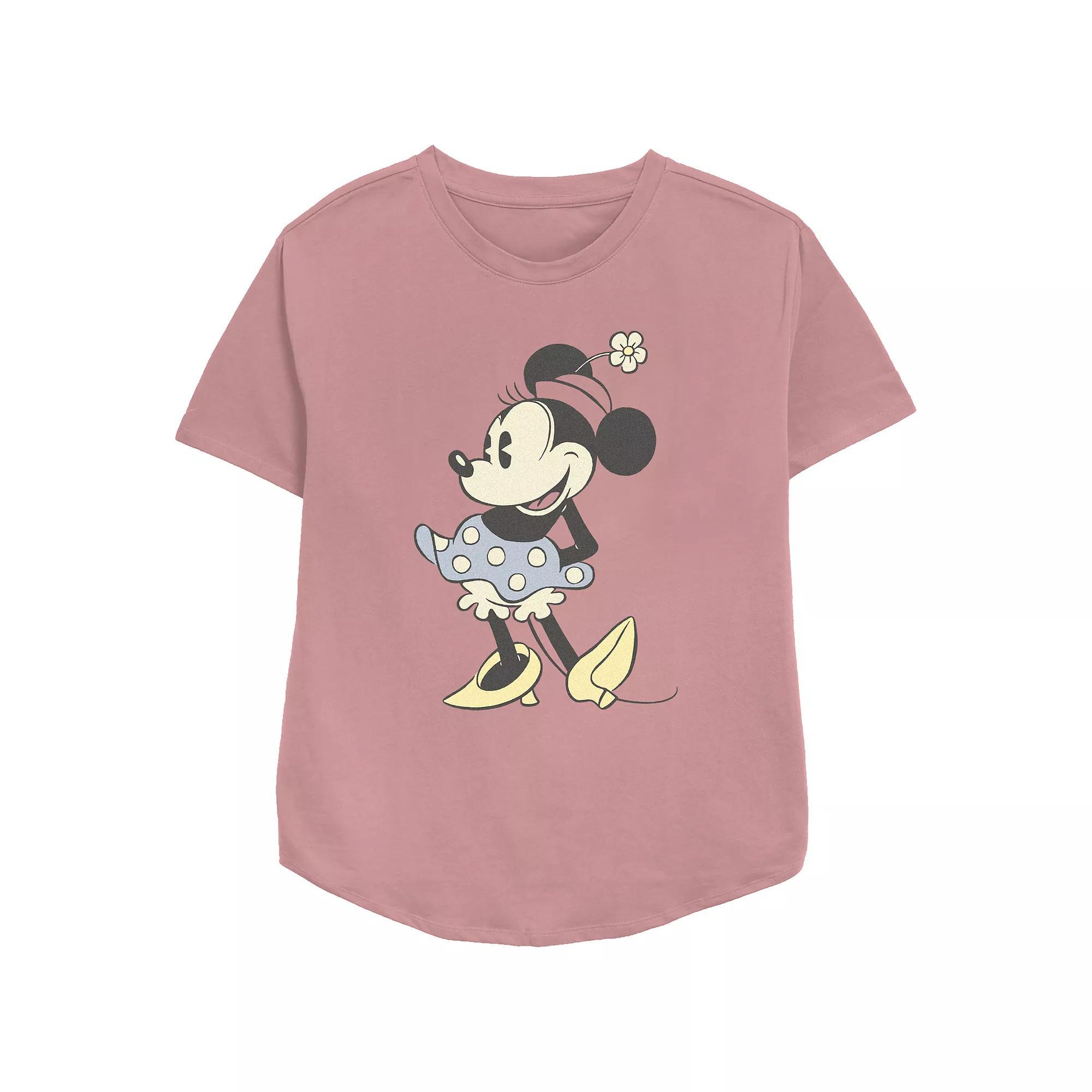 Disney's Minnie Mouse Classic Vintage Outfit Women's Relaxed Fit Graphic Tee, Size: XL, Pink Product Image