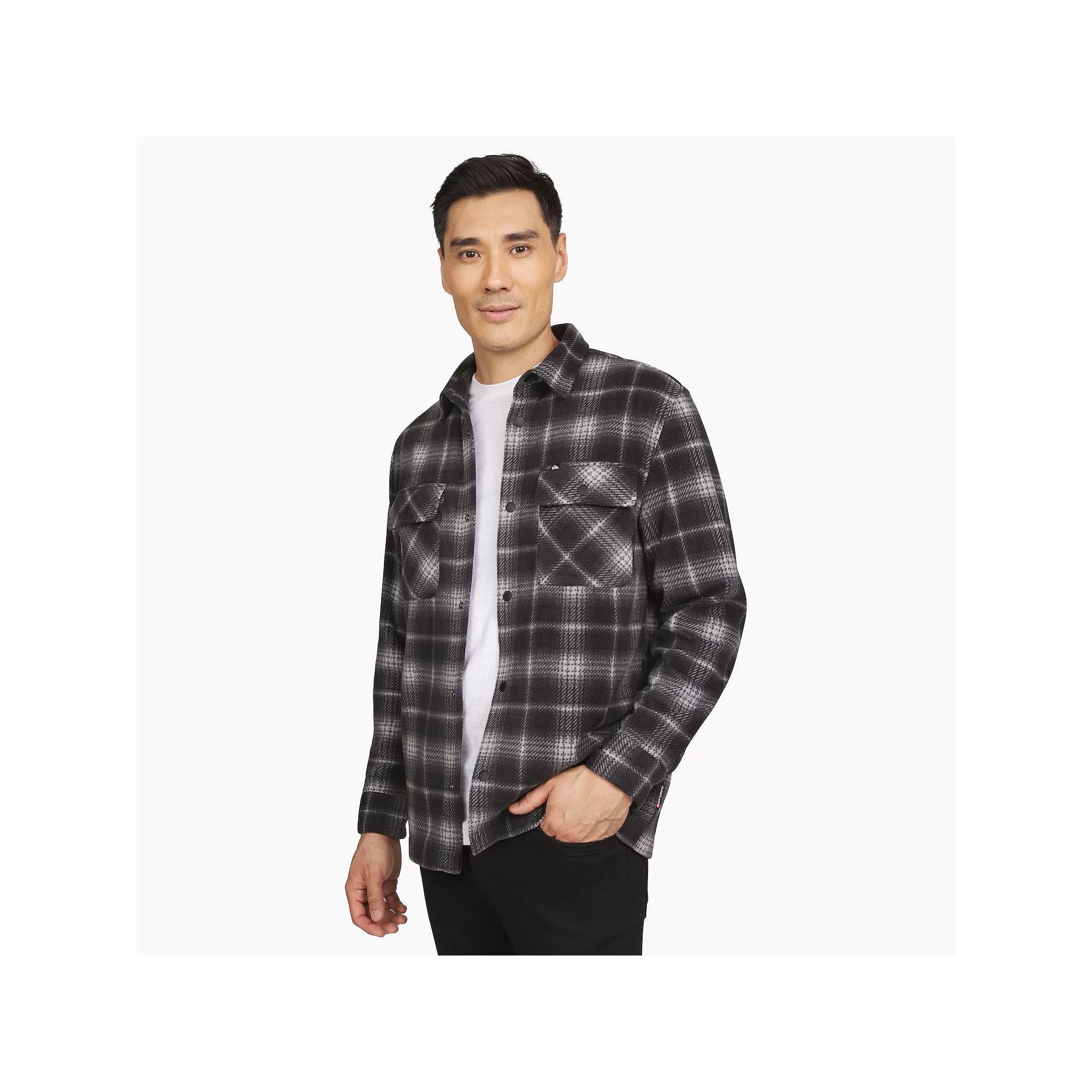 Men's Quiksilver Micro Fleece Long Sleeve Button Down Shirt, Size: Medium, Black Product Image