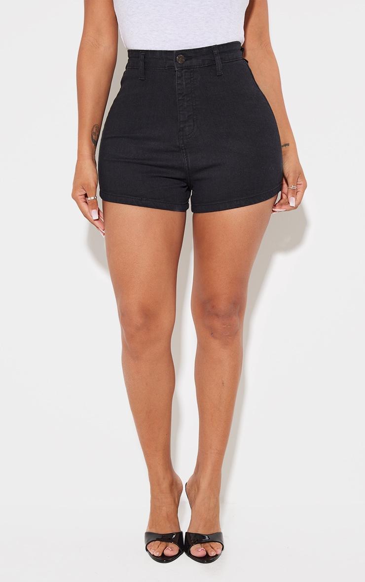 Shape Black Disco Denim Mini Shorts Product Image