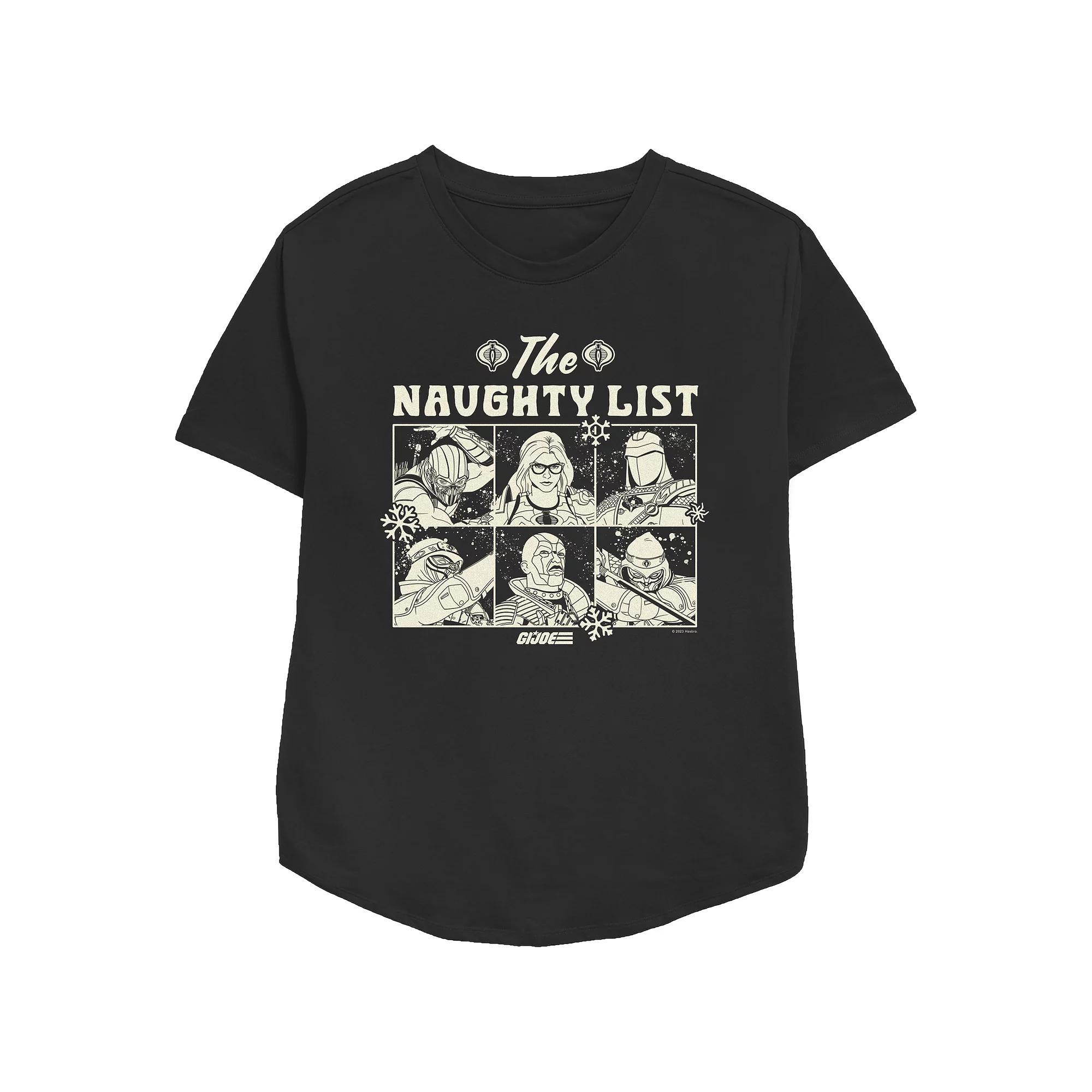 Women's GI Joe The Naughty List Relaxed Fit Graphic Tee, Size: Medium, Black Product Image