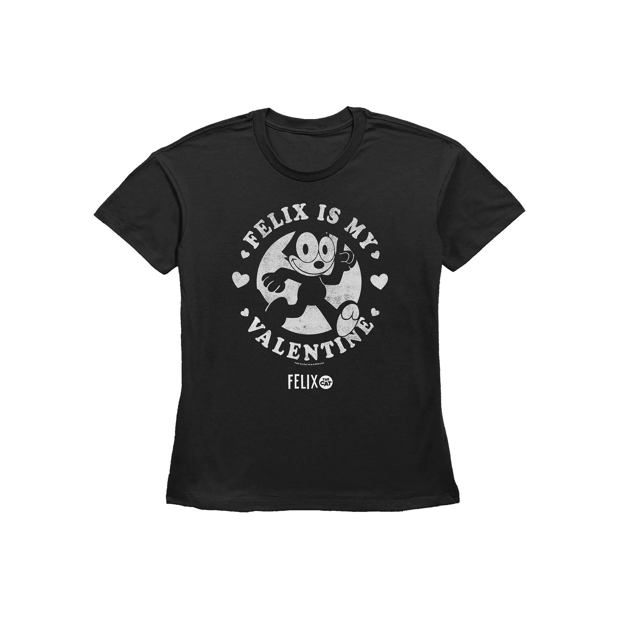 Women's Felix The Cat Felix Is My Valentine Graphic Tee, Size: Large, Black Product Image