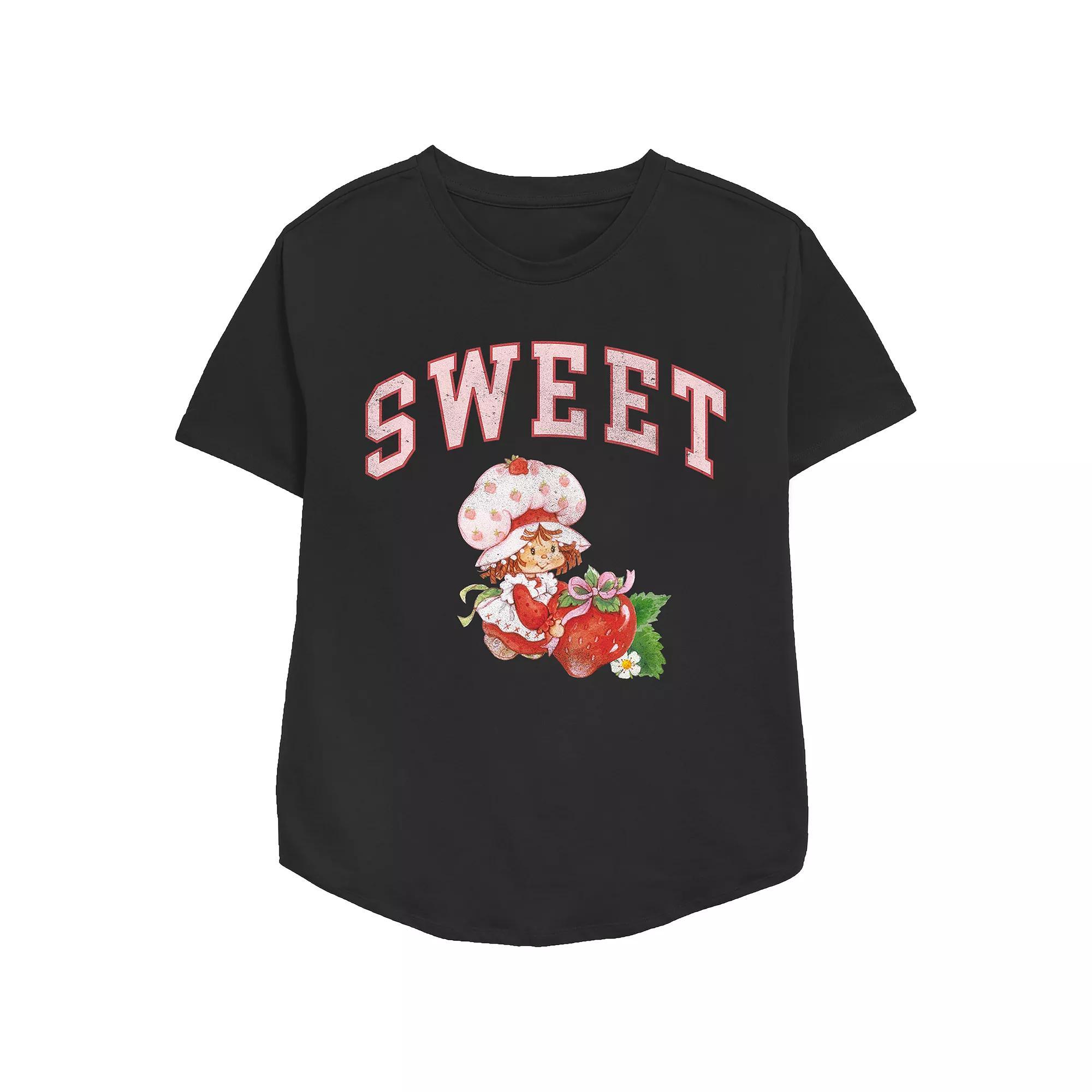 Women's Strawberry Shortcake Sweet Relaxed Fit Graphic Tee, Girl's, Size: Large, Pink Product Image