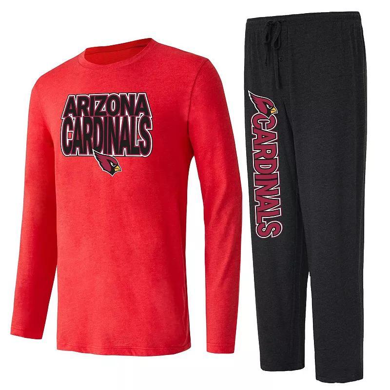 Mens Concepts Sport /Cardinal Arizona Cardinals Meter Long Sleeve T-Shirt and Pants Sleep Set Product Image