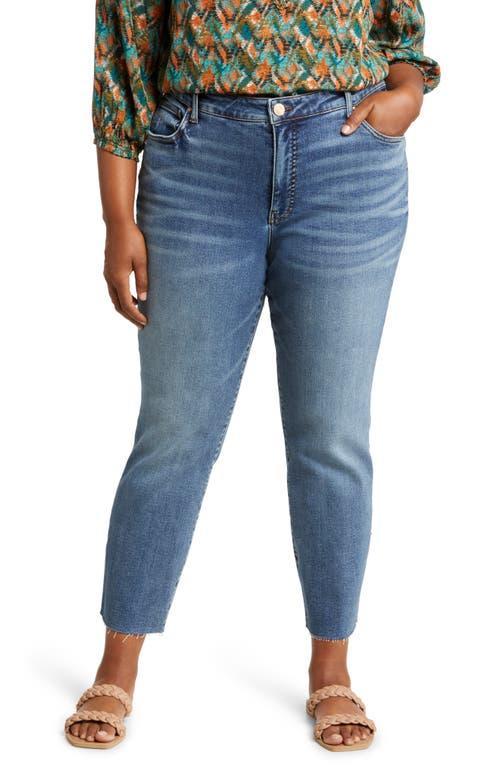 KUT from the Kloth Plus Size Reese High-Rise Fab Ab Ankle Straight Raw Hem in Reborn (Reborn) Women's Jeans Product Image