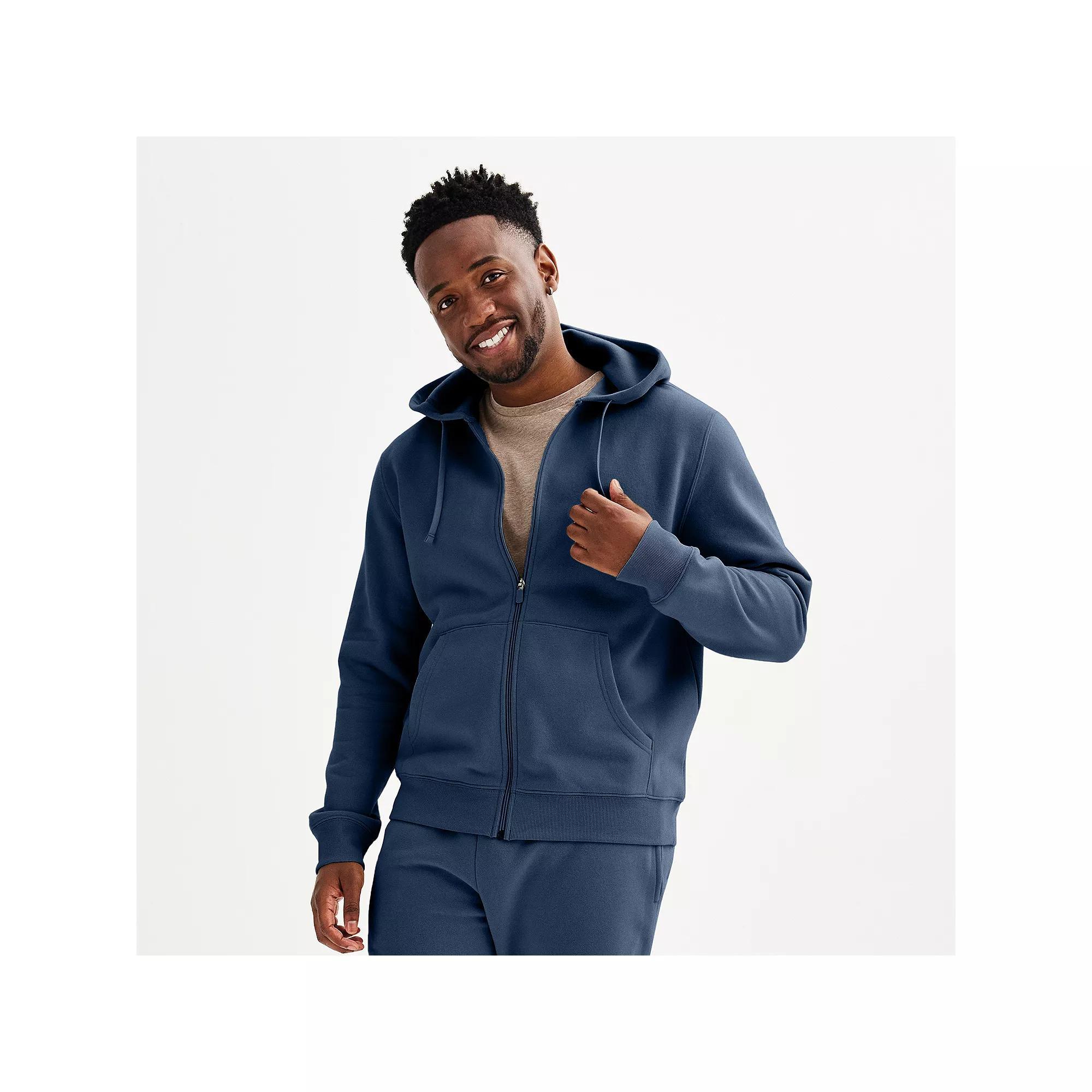 Men's Tek Gear® Ultra Soft Fleece Zip Front Hoodie, Size: Medium, Modern White Product Image