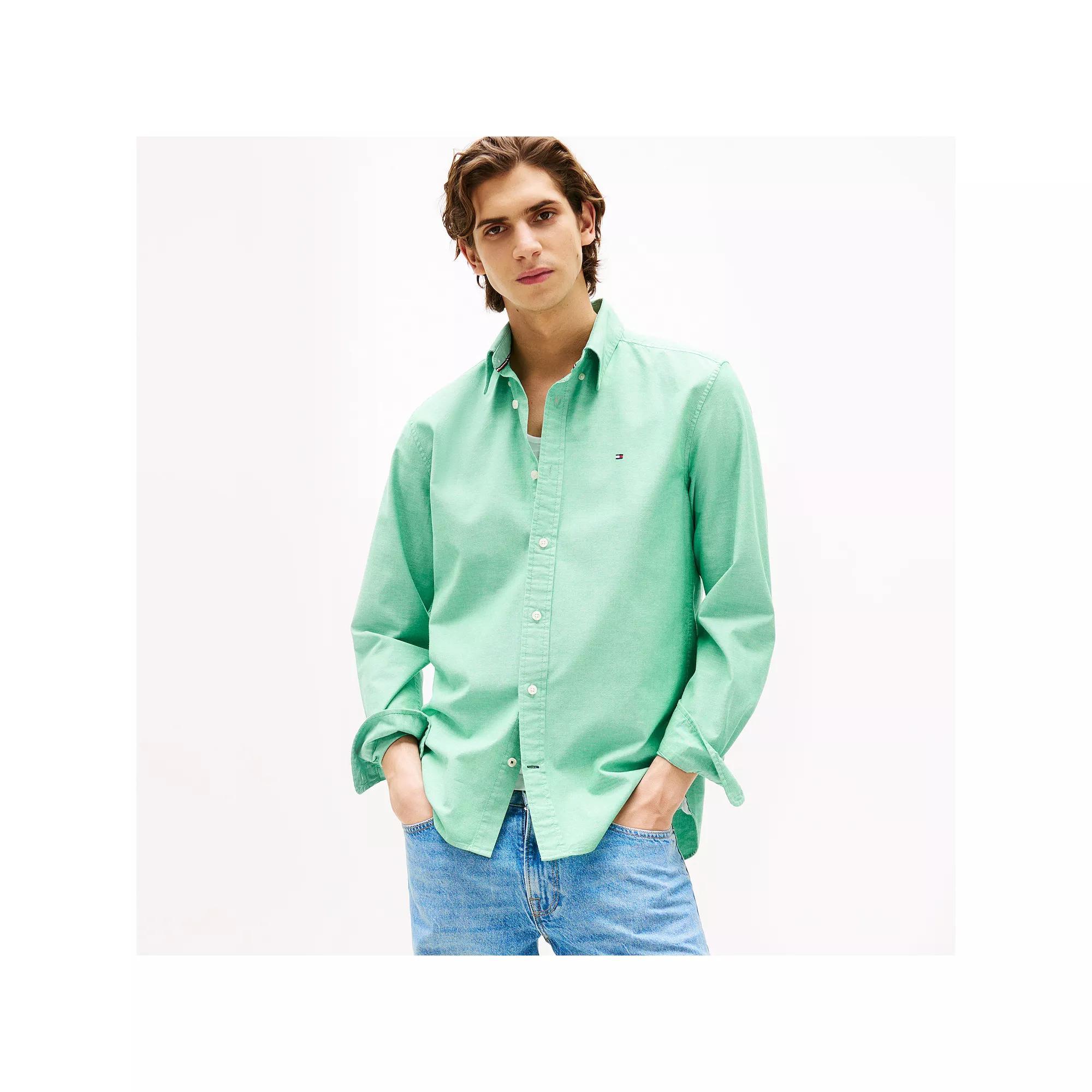 Men's Tommy Hilfiger Regular Fit Essential Stretch Oxford Shirt, Size: XXL, Medium Red Product Image