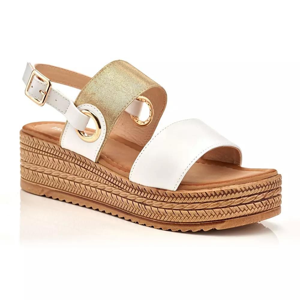 Henry Ferrera Monica Women's Wedge Sandals, Size: 11, Light Gold White Product Image