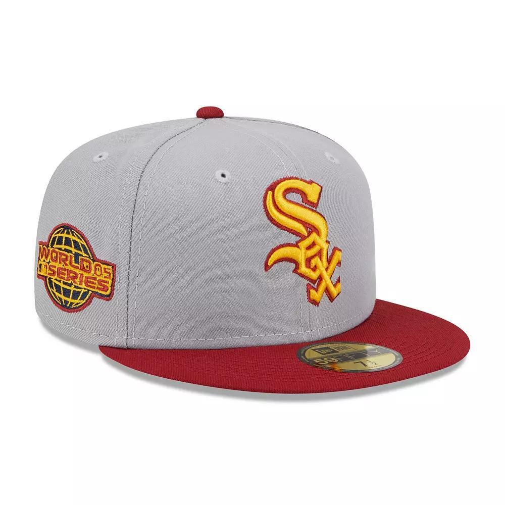 Men's New Era Gray/Red Chicago White Sox  Navy Undervisor 59FIFTY Fitted Hat, Size: 7 1/2, Grey Product Image