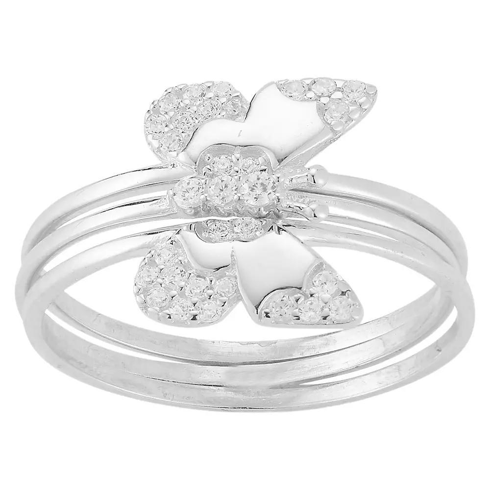 Sunkissed Sterling Cubic Zirconia Butterfly Ring Set, Women's, Size: 8, Silver Tone Product Image