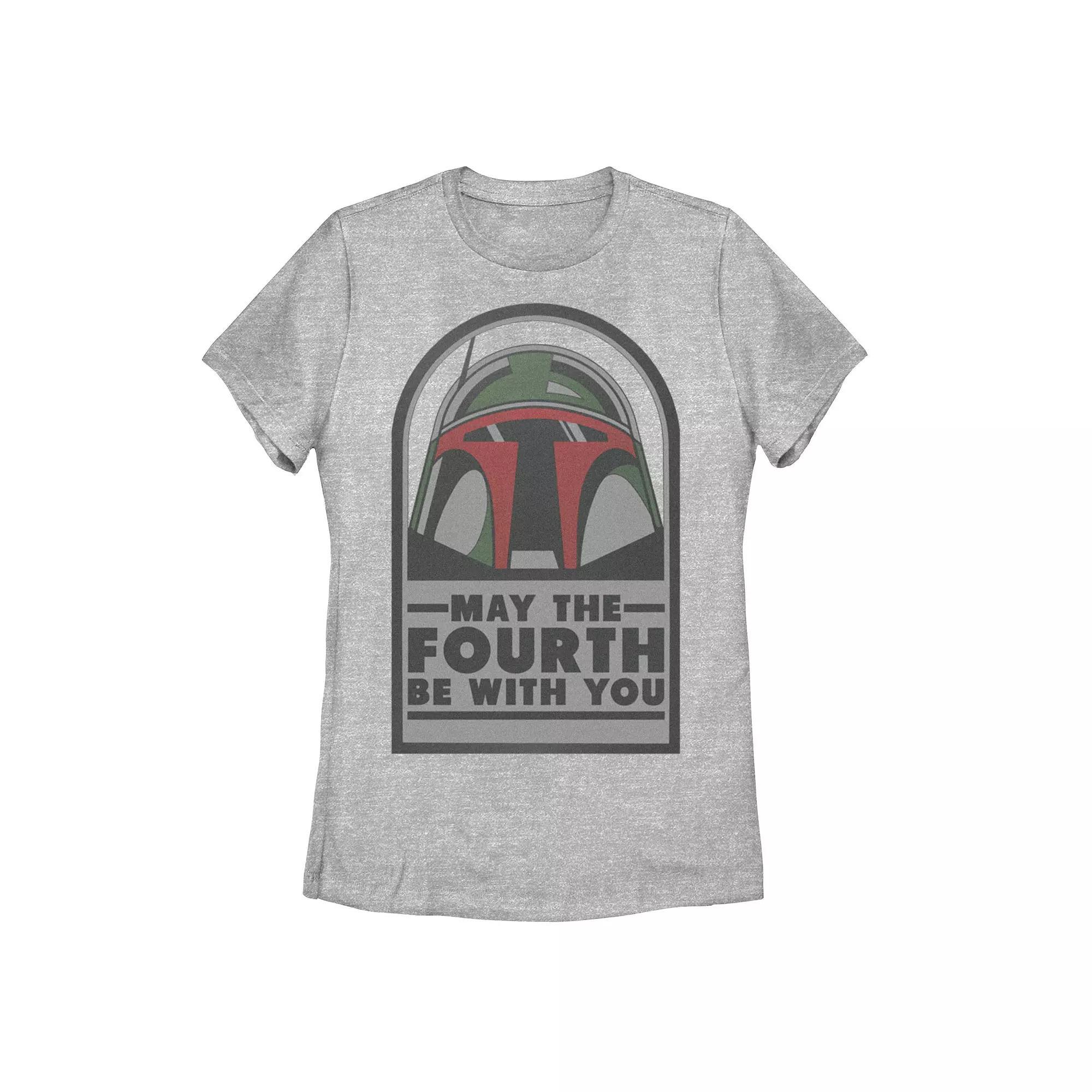 Juniors' Star Wars "May the Fourth Be With You" Boba Fett Tee, Girl's, Size: Small, Athletic Grey Product Image