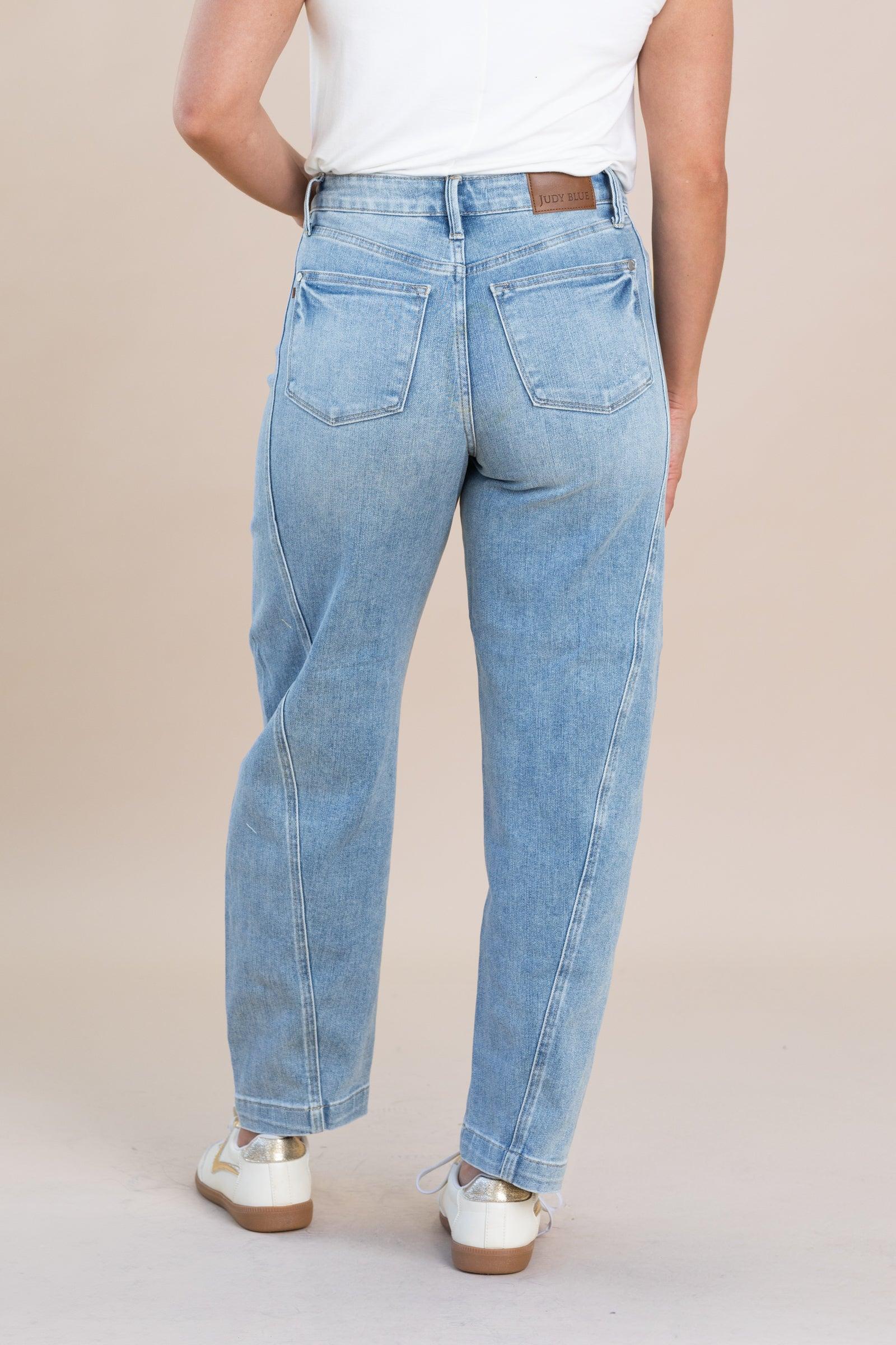 Judy Blue Vintage Wash Side Panel Barrel Jeans Product Image