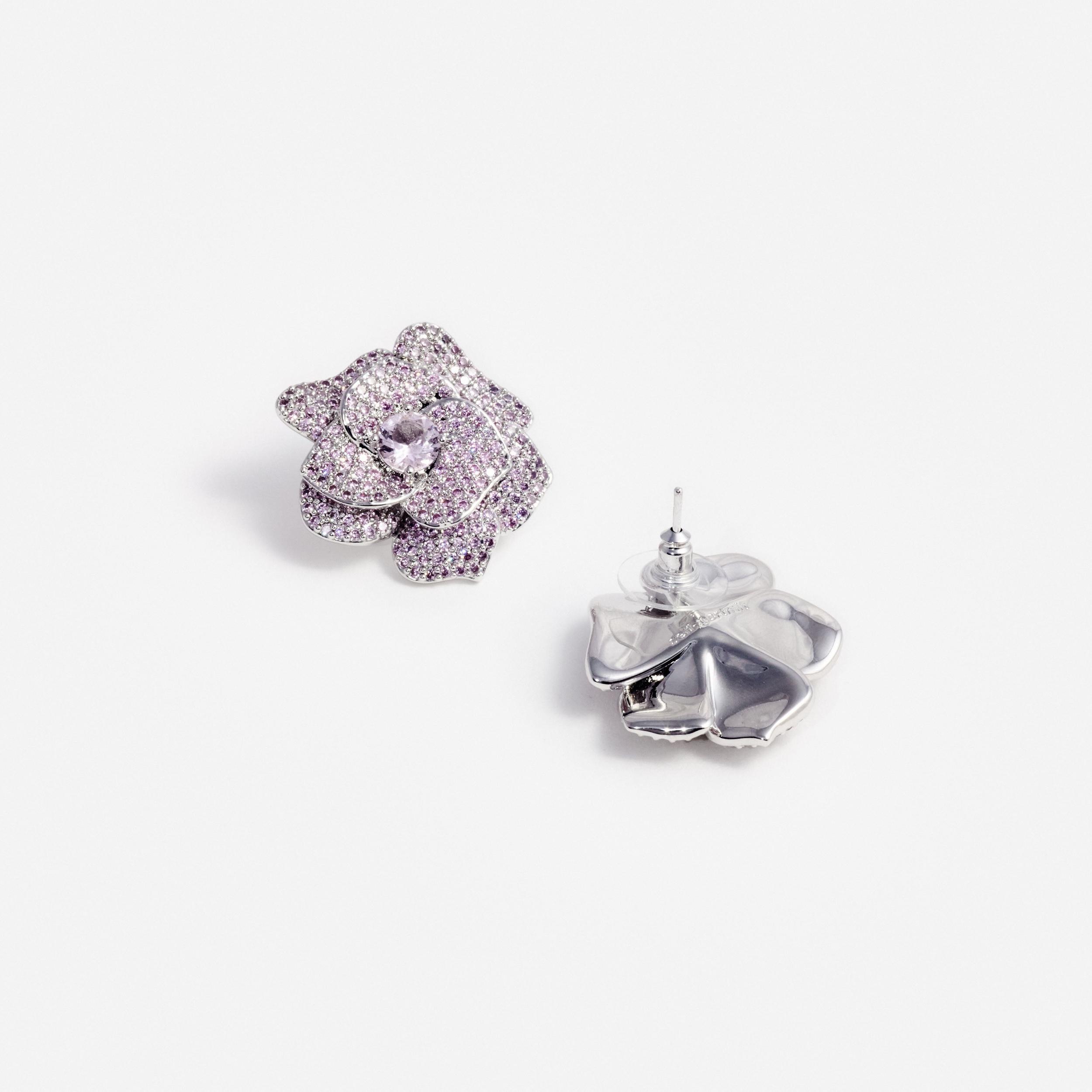 Pink Crystal Flower Earrings Product Image