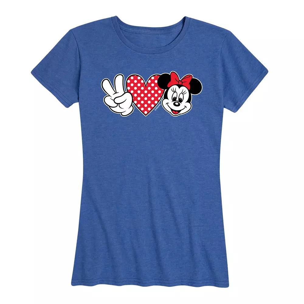 Disney's Minnie Mouse Women's Peace Love Graphic Tee, Size: Large, Grey Royal Blue Product Image