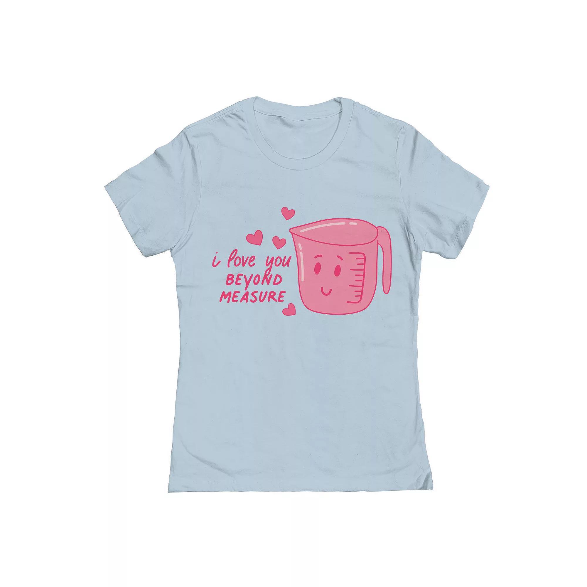 Junior's Love You Beyond Measure Valentine's Day Graphic Tee, Women's, Size: Medium, Light Blue Product Image