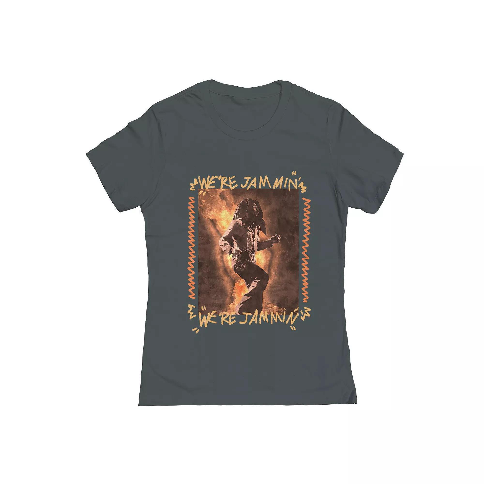 Junior's Bob Marley Were Jammin' Photo Graphic Tee, Women's, Size: Large, Heavy Grey Product Image