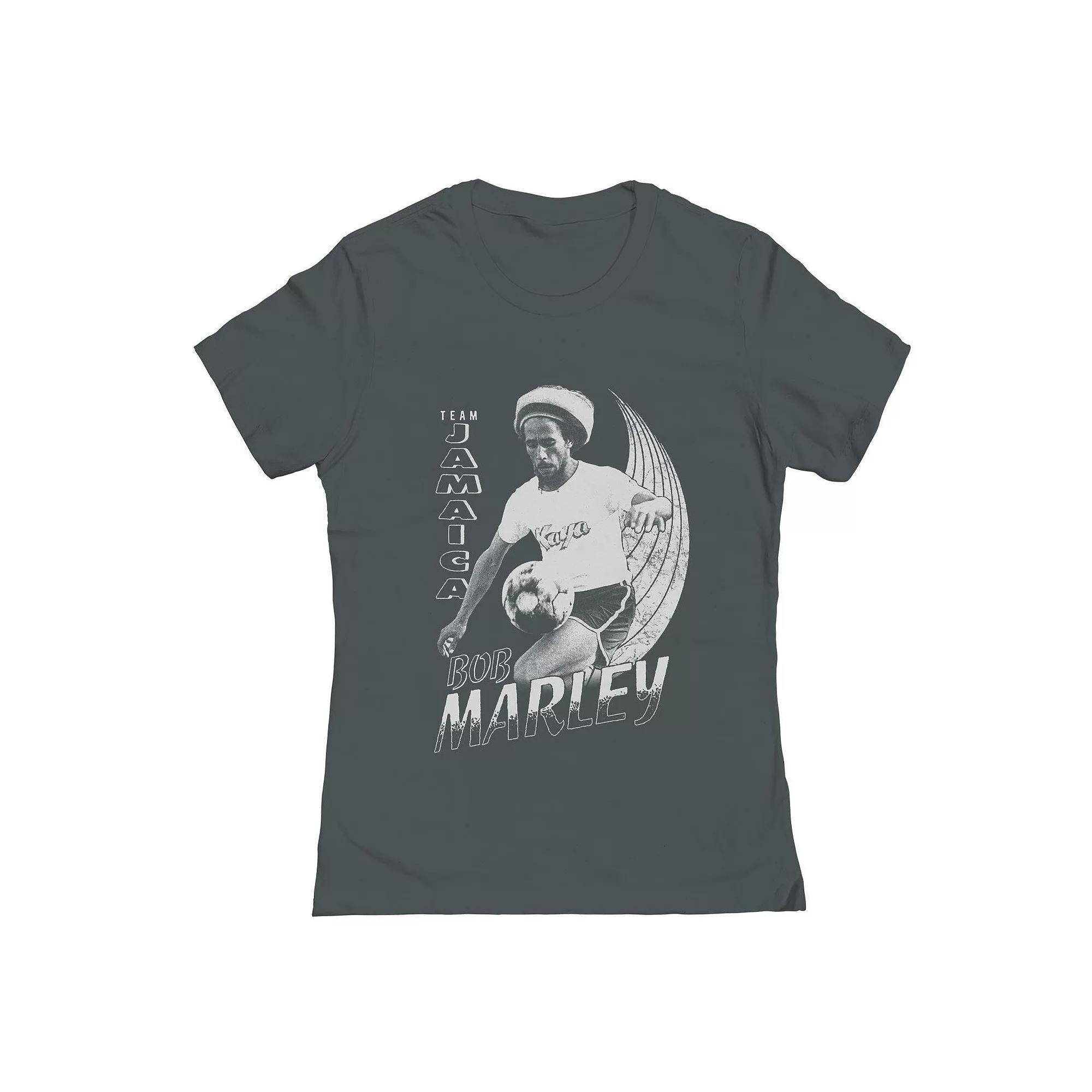 Junior's Bob Marley Team Jamaica Soccer Graphic Tee, Women's, Size: Medium, Heavy Grey Product Image