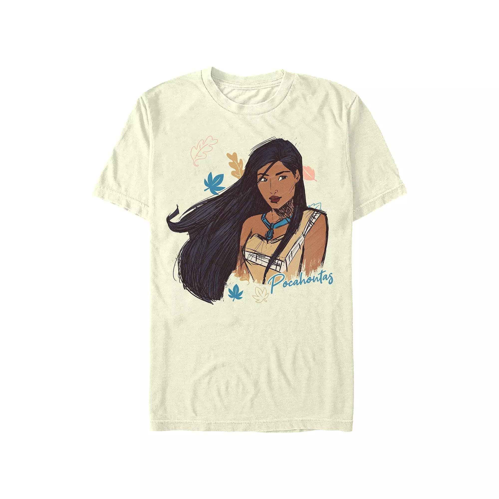 Disney's Pocahontas Colored Sketch Juniors' Boyfriend Graphic Tee, Women's, Size: Medium, Natural Product Image