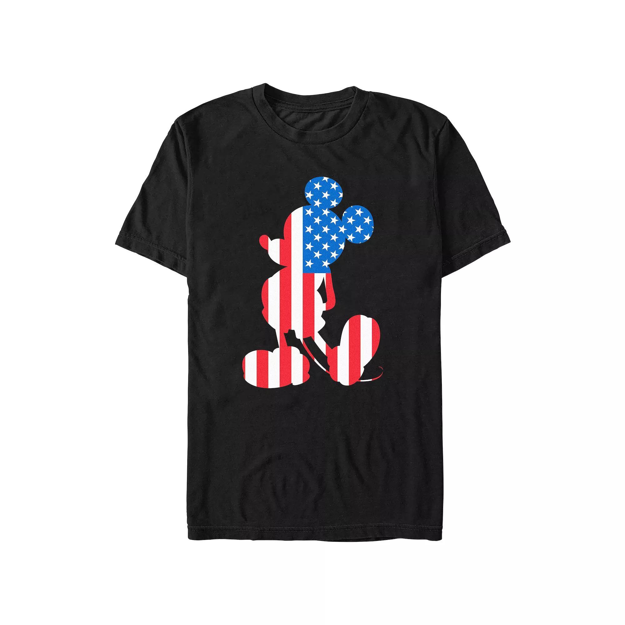 Disney's Mickey Mouse USA Flag Filled Silhouette Big & Tall Graphic Tee, Men's, Size: 3XB, Black Product Image