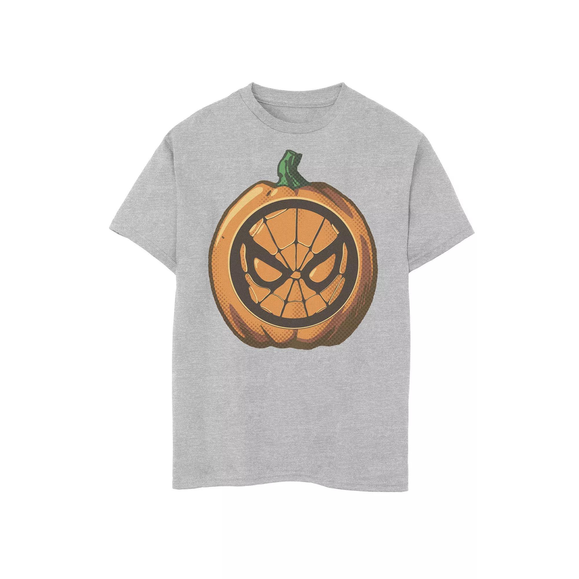 Boys 8-20 Marvel Spider-Man Halloween Pumpkin Graphic Tee, Boys Athletic Grey Product Image