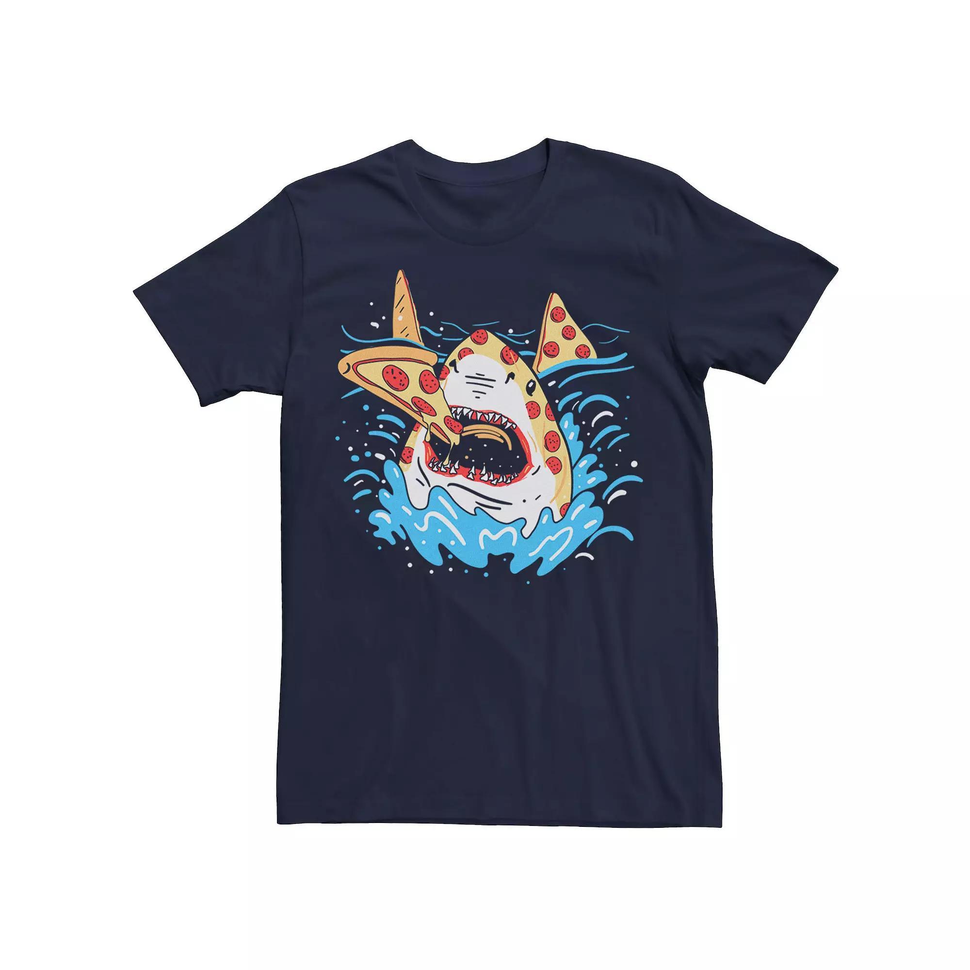 Men's Pepperoni Pizza Shark Funny Tee, Size: Medium, Blue Product Image