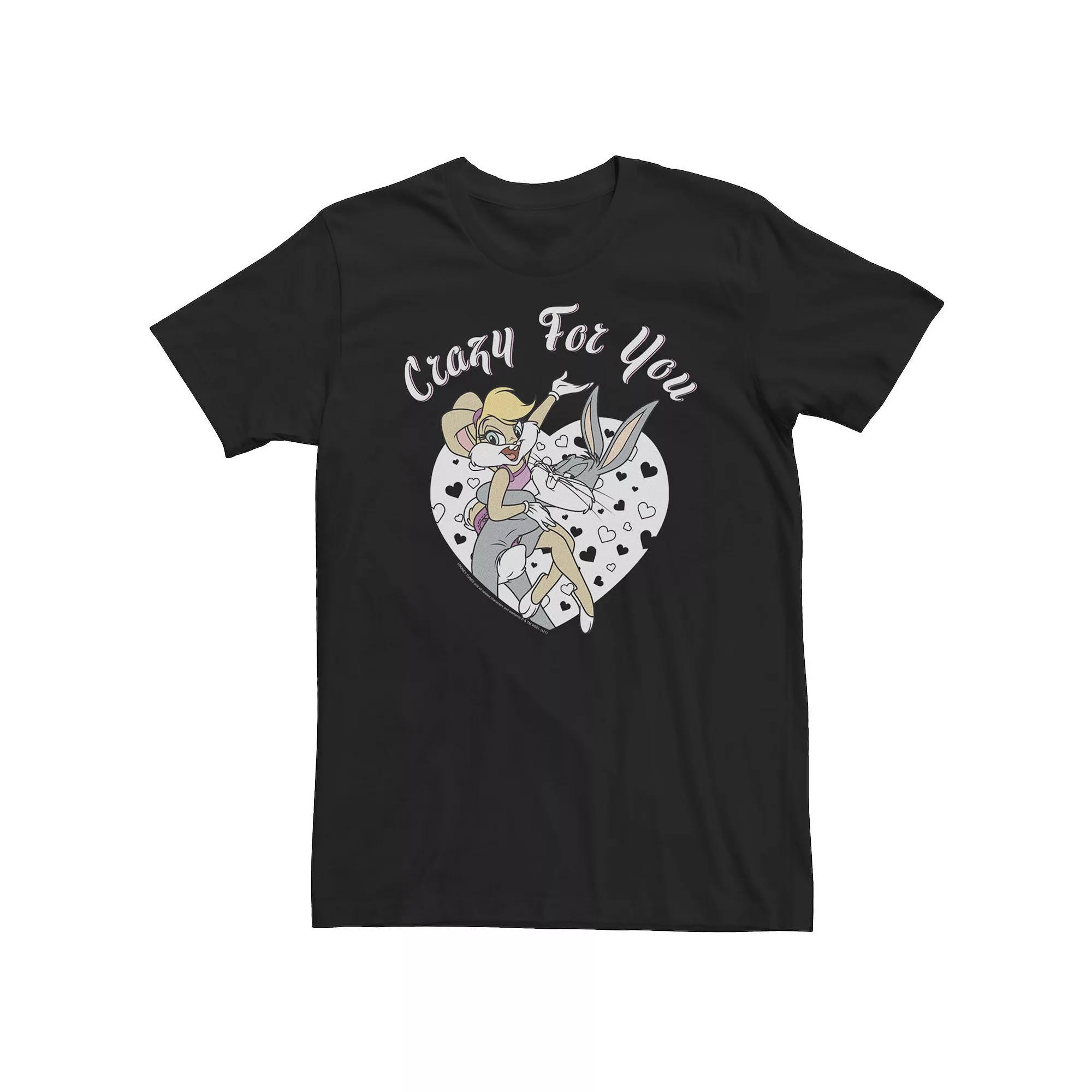 Big & Tall Looney Tunes Bugs And Lola Crazy For You Heart Portrait Tee, Men's, Size: 3XL, Black Product Image