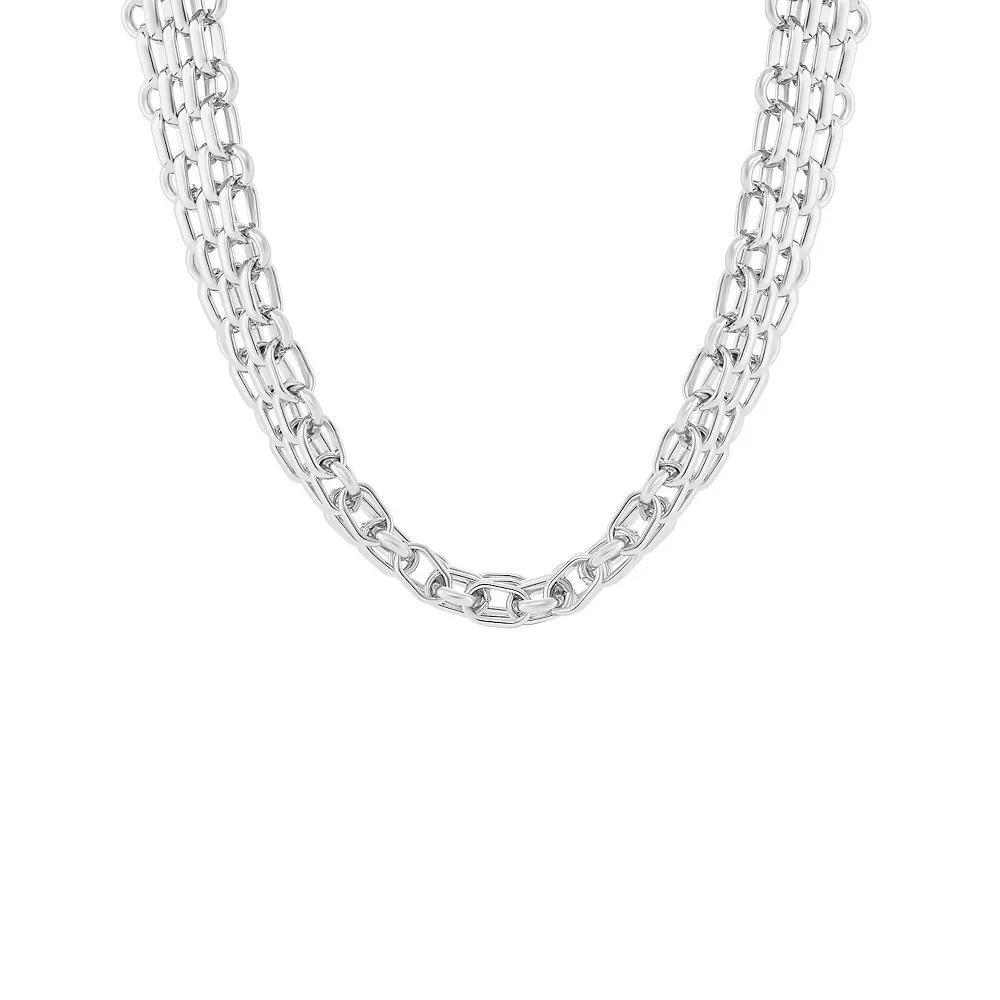 Emberly Polished Mesh Multi Link Necklace, Women's, Gray Product Image