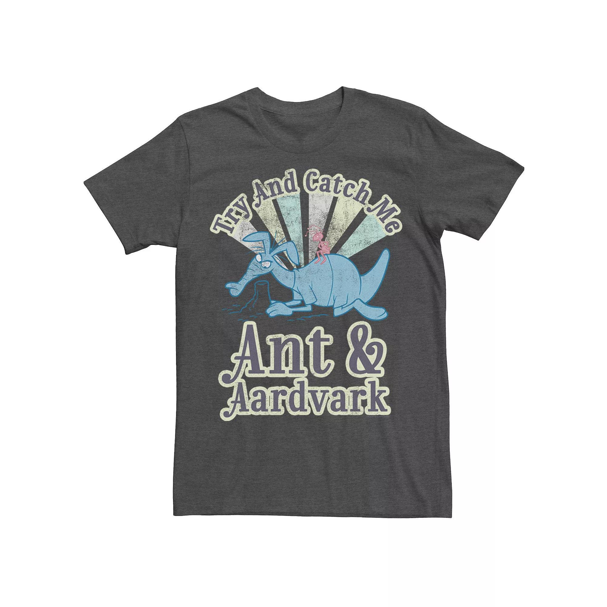 Men's Pink Panther Ant And Aardvark Try And Catch Me Graphic Tee, Size: Large, Athletic Grey Product Image