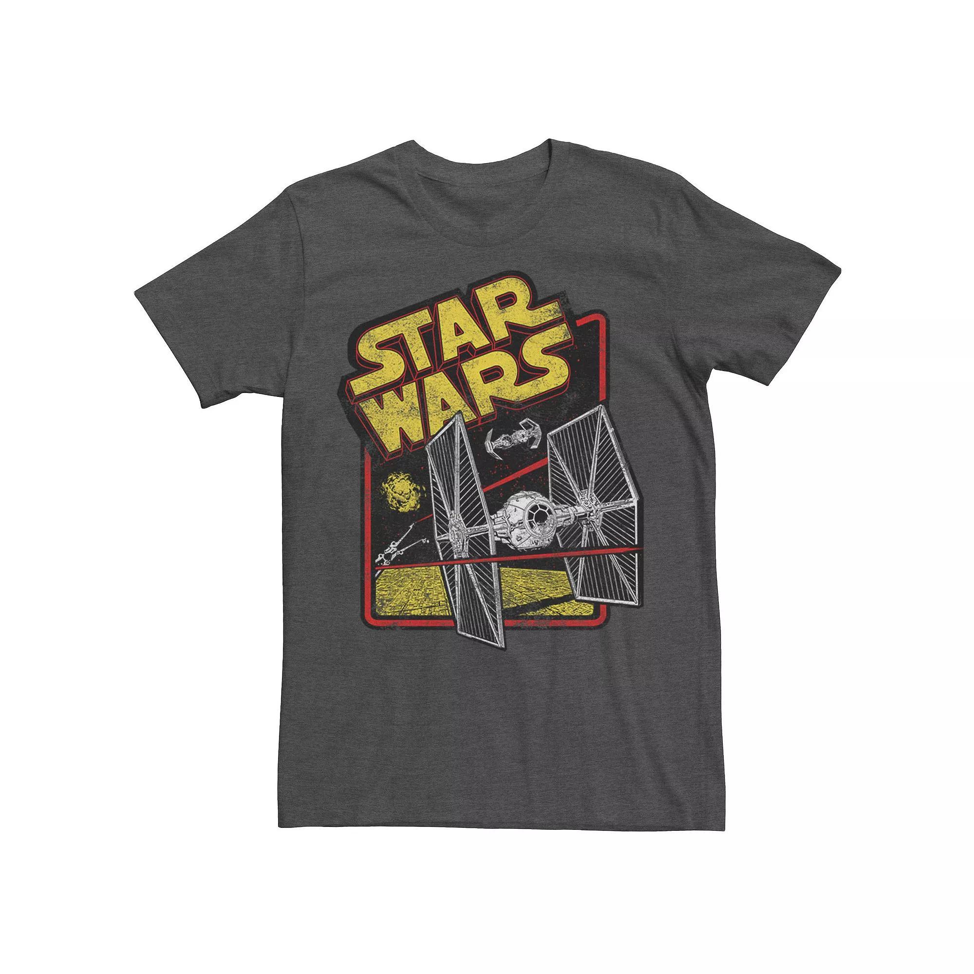 Men's Star Wars Fluorescent Retro Logo Tie Fighter Graphic Tee, Size: Small, Grey Heather Product Image