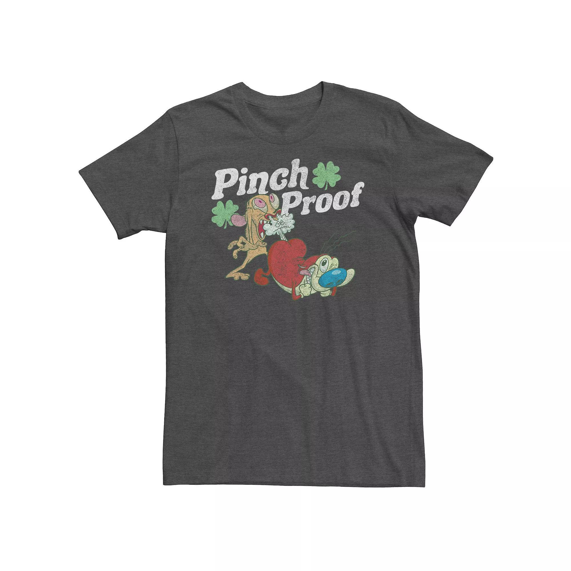 Big & Tall Ren And Stimpy Pinch Proof Shamrock Tee, Men's, Size: Large Tall, Grey Heather Product Image