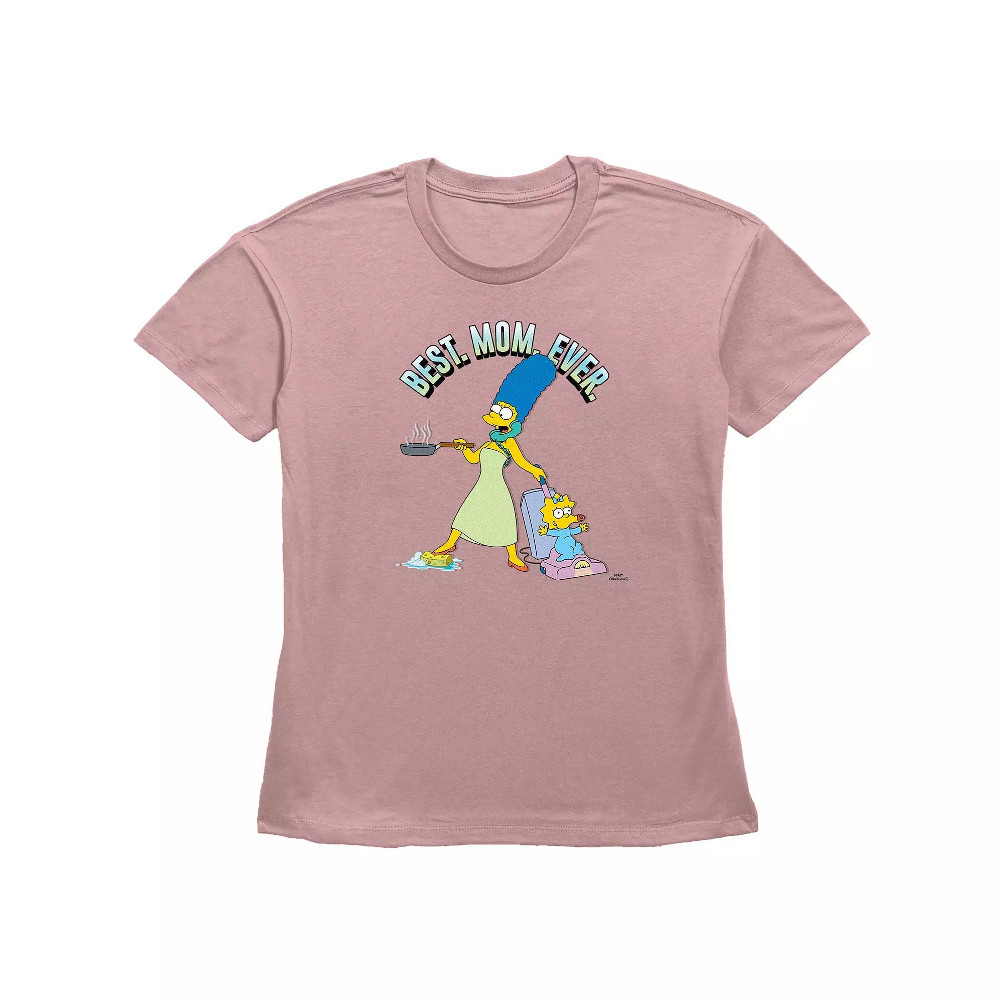 Women's The Simpsons Best Mom Ever Basic Fit Graphic Tee, Size: Medium, Desert Pink Product Image