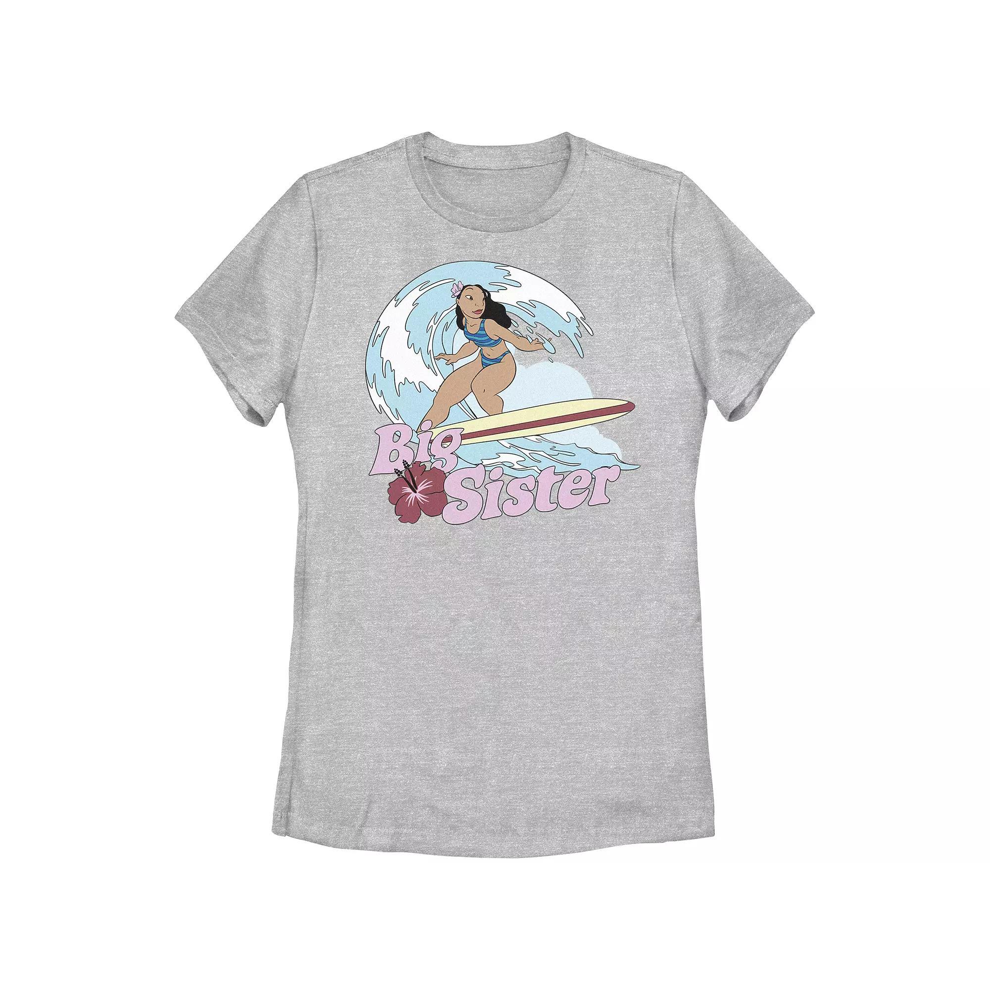Disney's Lilo & Stitch Women's Surfing Nani Big Sister Tee, Girl's, Size: Medium, Athletic Grey Product Image