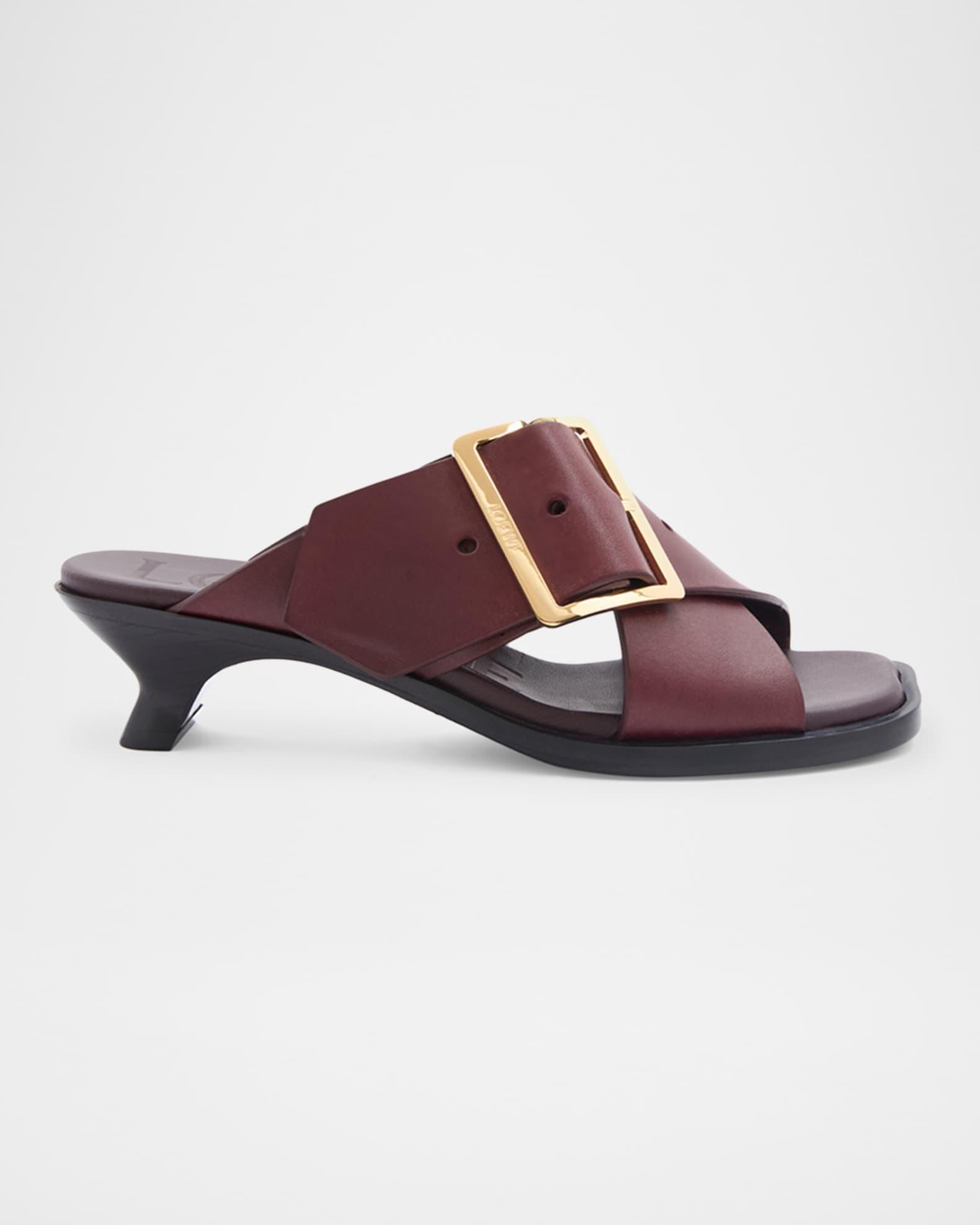Petal Leather Buckle Slide Sandals Product Image