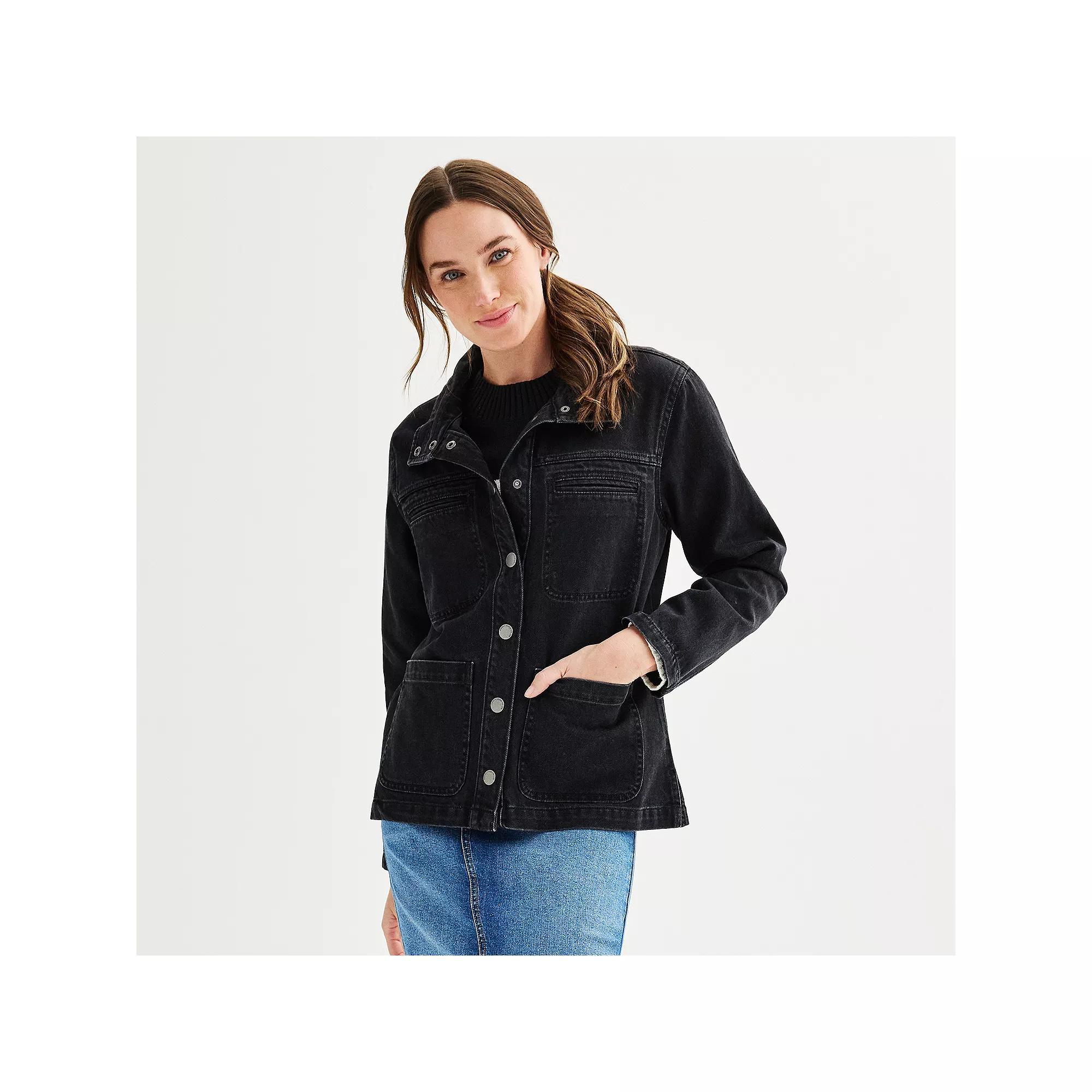 Women's Sonoma Goods For Life® Denim Barn Jacket, Size: Large, Washed Black Product Image