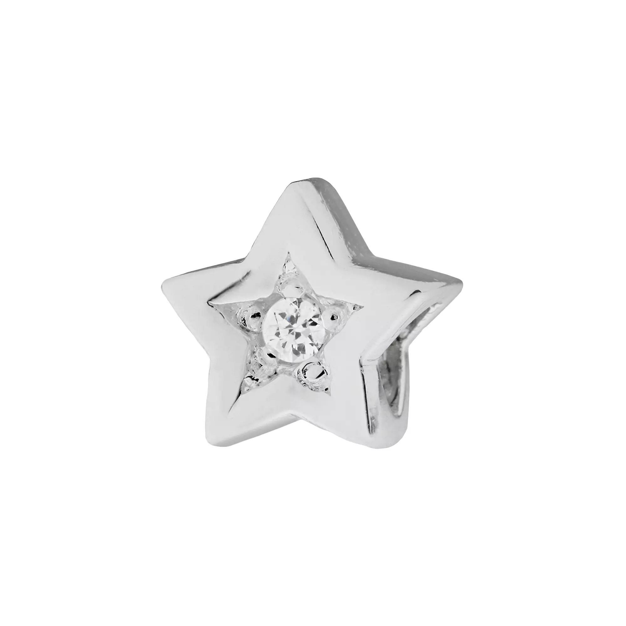 Individuality Beads Cubic Zirconia Sterling Silver Star Bead, Womens, White Product Image