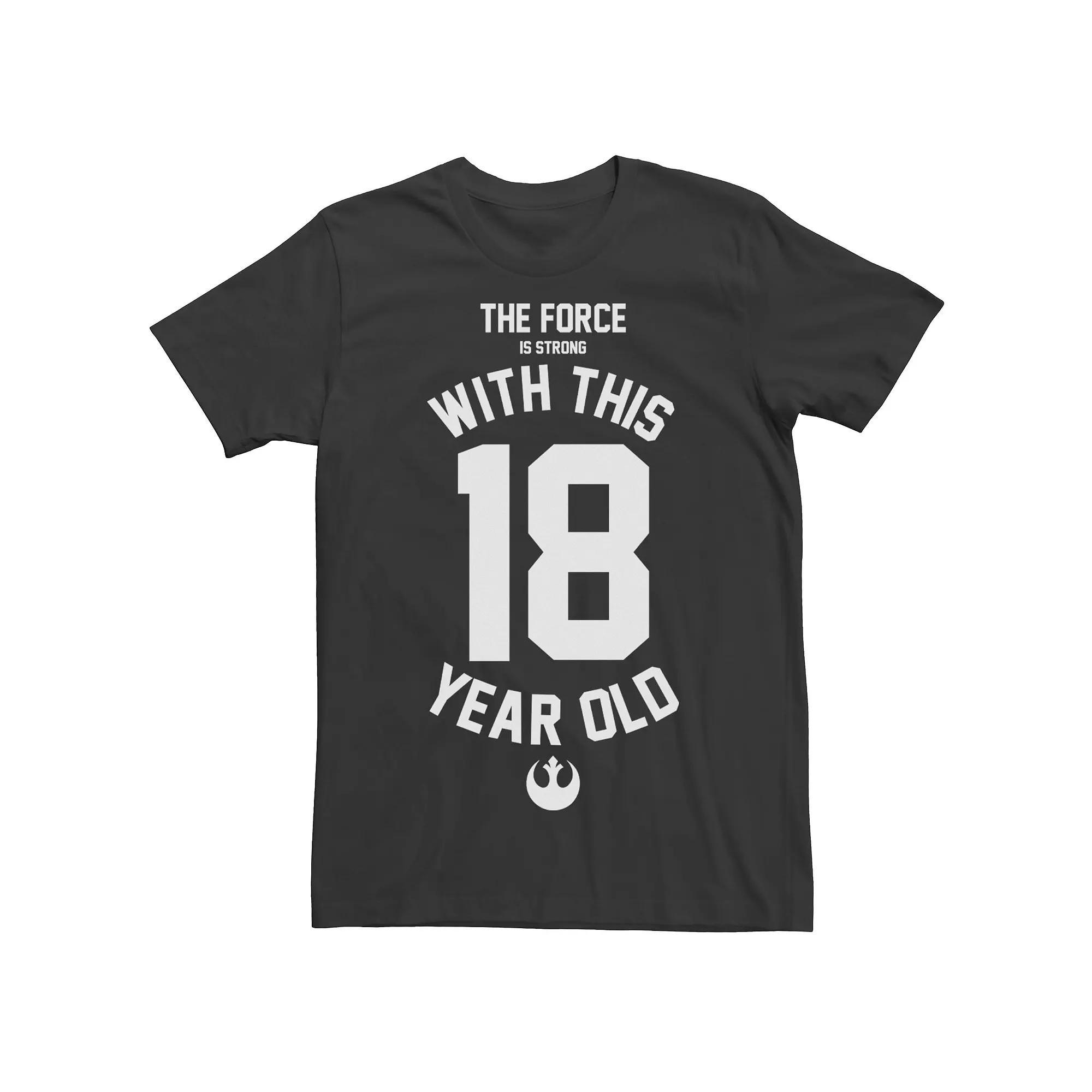 Men's Star Wars The Force Is Strong With This Eighteen Year Old Short Sleeve Tee, Size: XL, Black Product Image