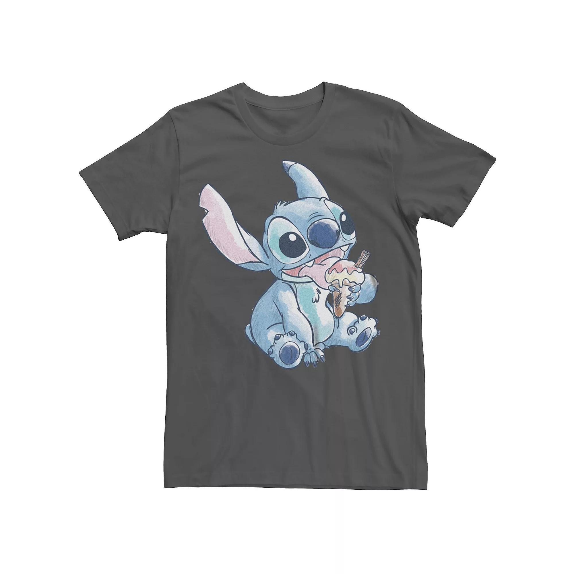 Disney's Lilo & Stitch Ice Cream Eater Stitch Juniors' Boyfriend Graphic Tee, Women's, Size: XXL, Grey Product Image