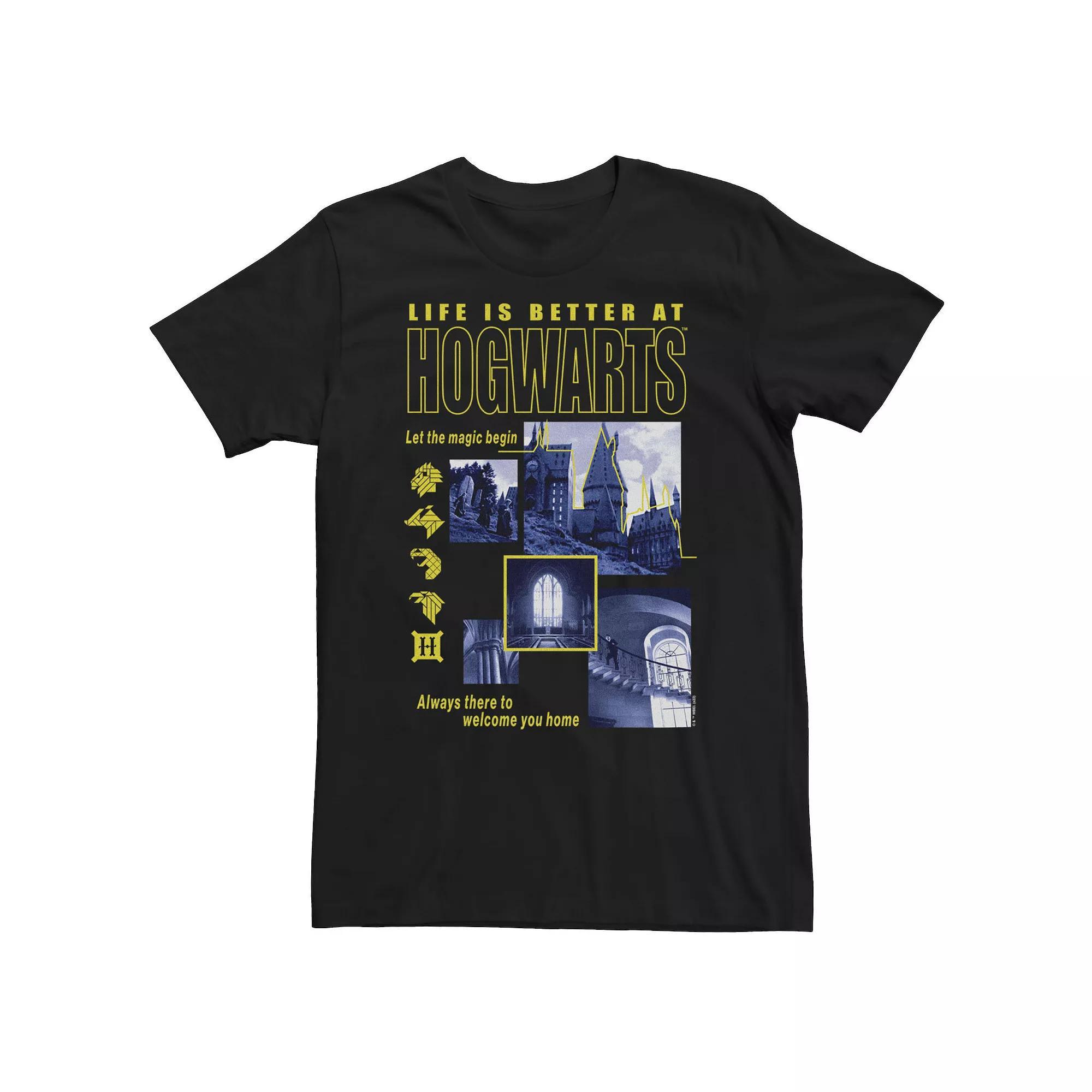 Big & Tall Harry Potter Deathly Hallows 2 Hogwarts Life Is Better At Hogwarts Tee, Men's, Size: XL Tall, Black Product Image