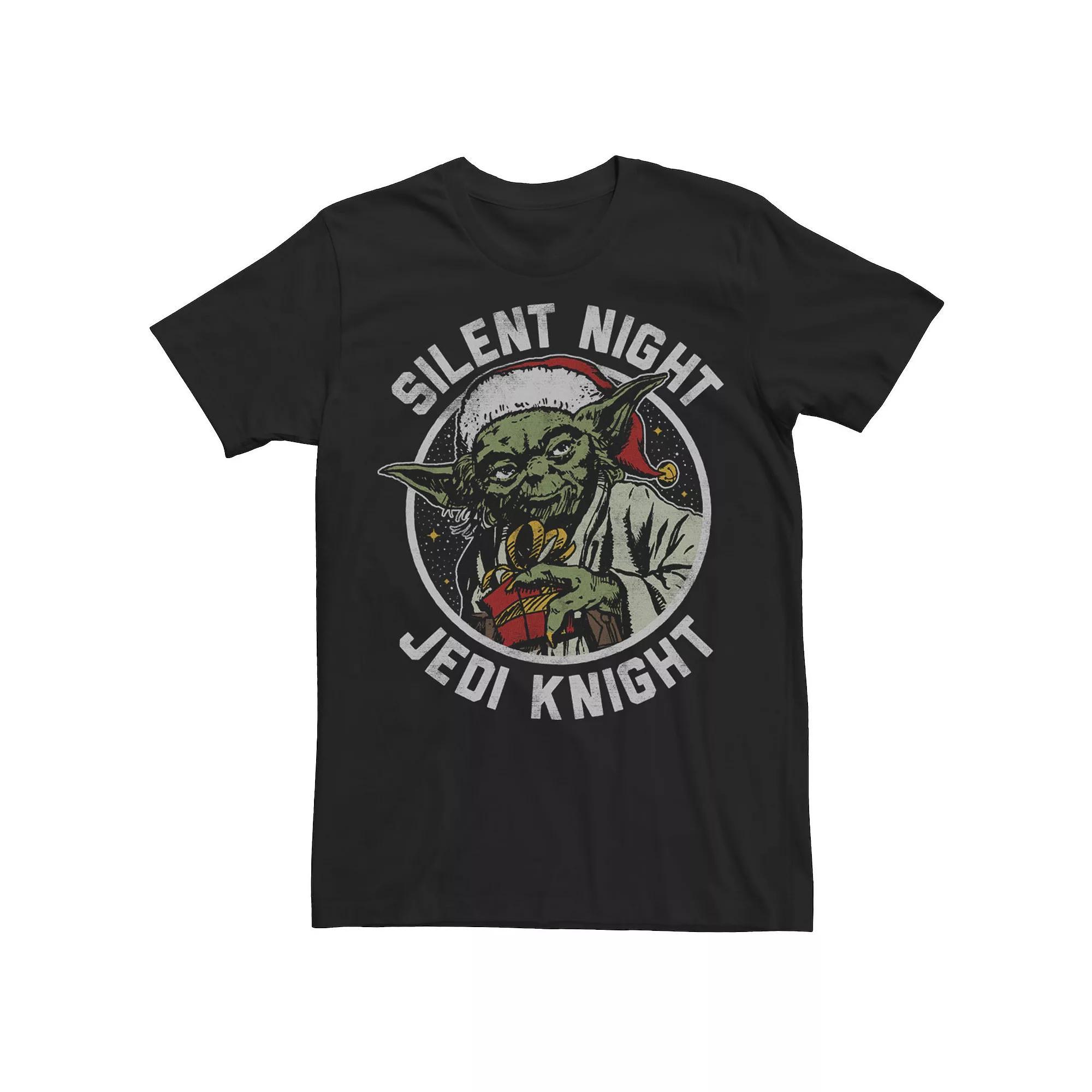 Men's Star Wars Yoda Silent Night Jedi Knight Circle Portrait Tee, Size: Medium, Black Product Image