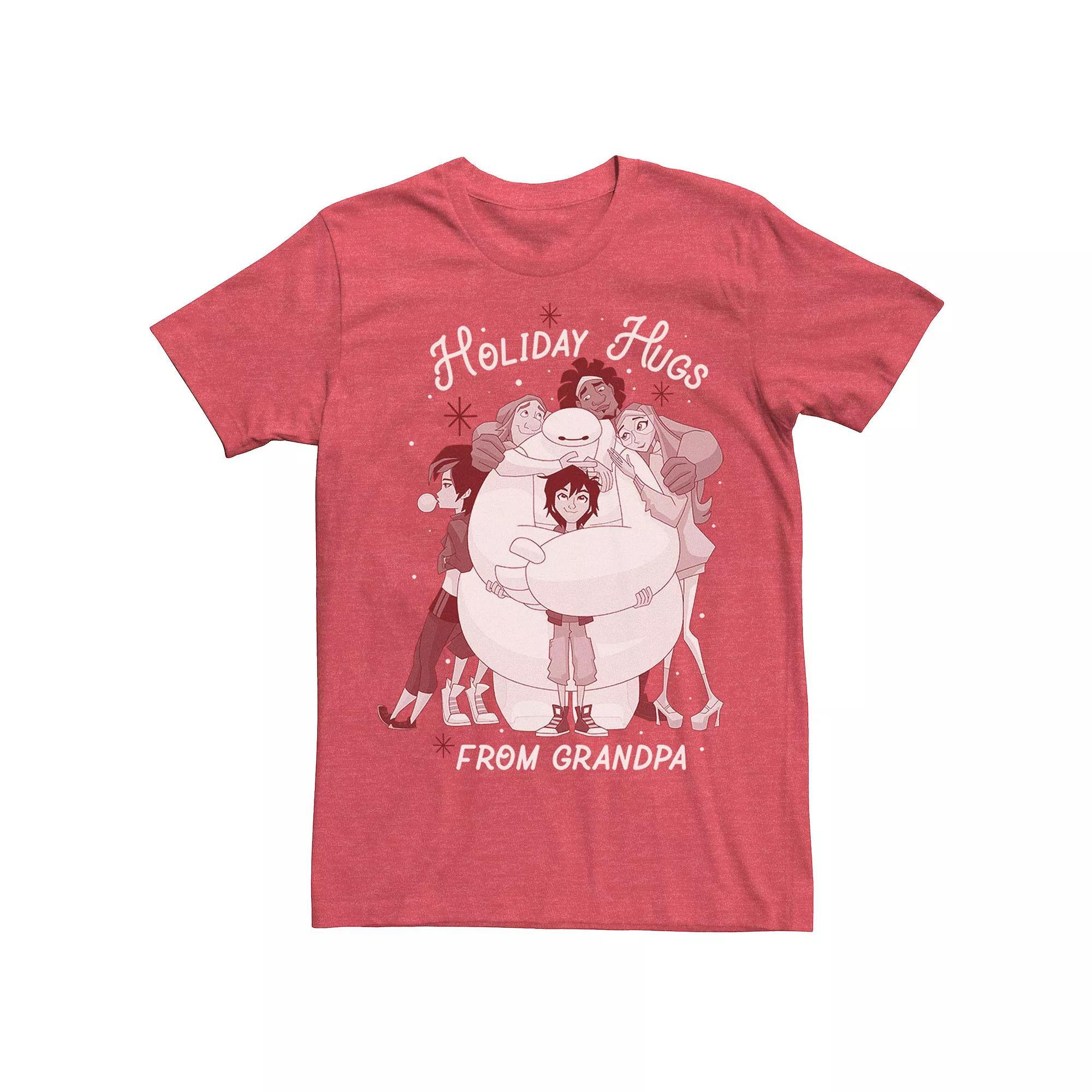 Disney's Big Hero 6 Holiday Hugs From Grandpa Men's Tee, Size: Small, Red Grey Product Image