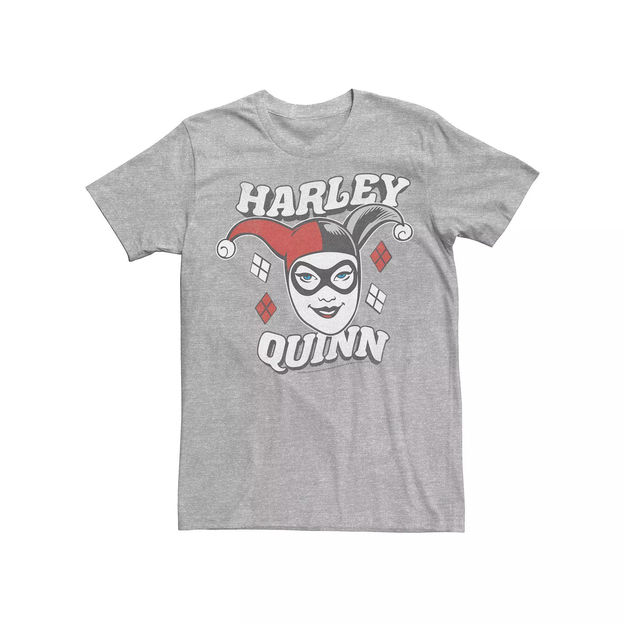 Men's Batman Vintage Harley Quinn Head Shot Tee, Size: Medium, Athletic Grey Product Image