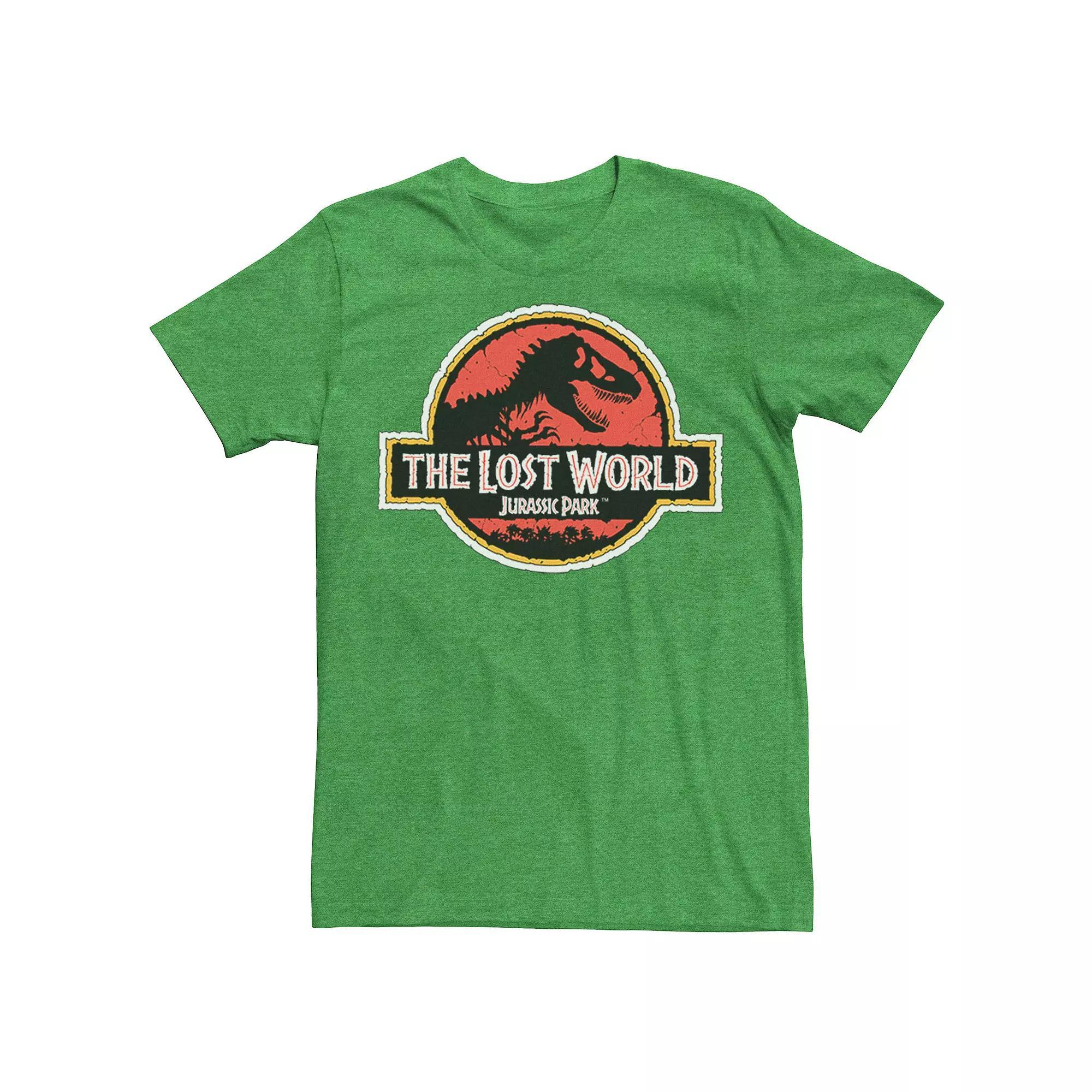 Mens Jurassic Park The Lost World Movie Logo Tee Red Grey Product Image