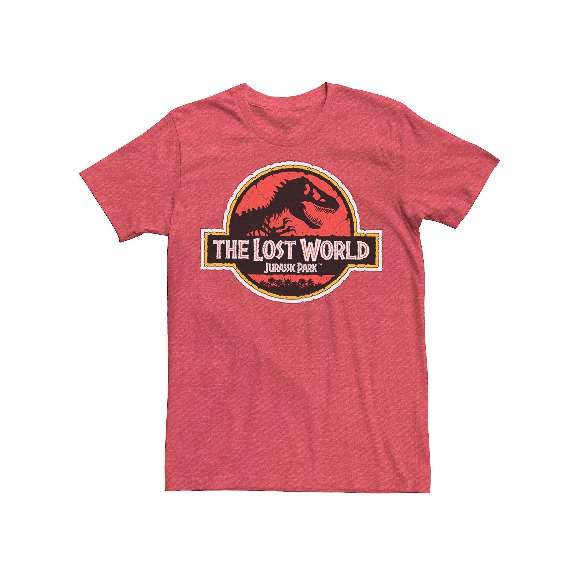 Mens Jurassic Park The Lost World Movie Logo Tee Red Grey Product Image
